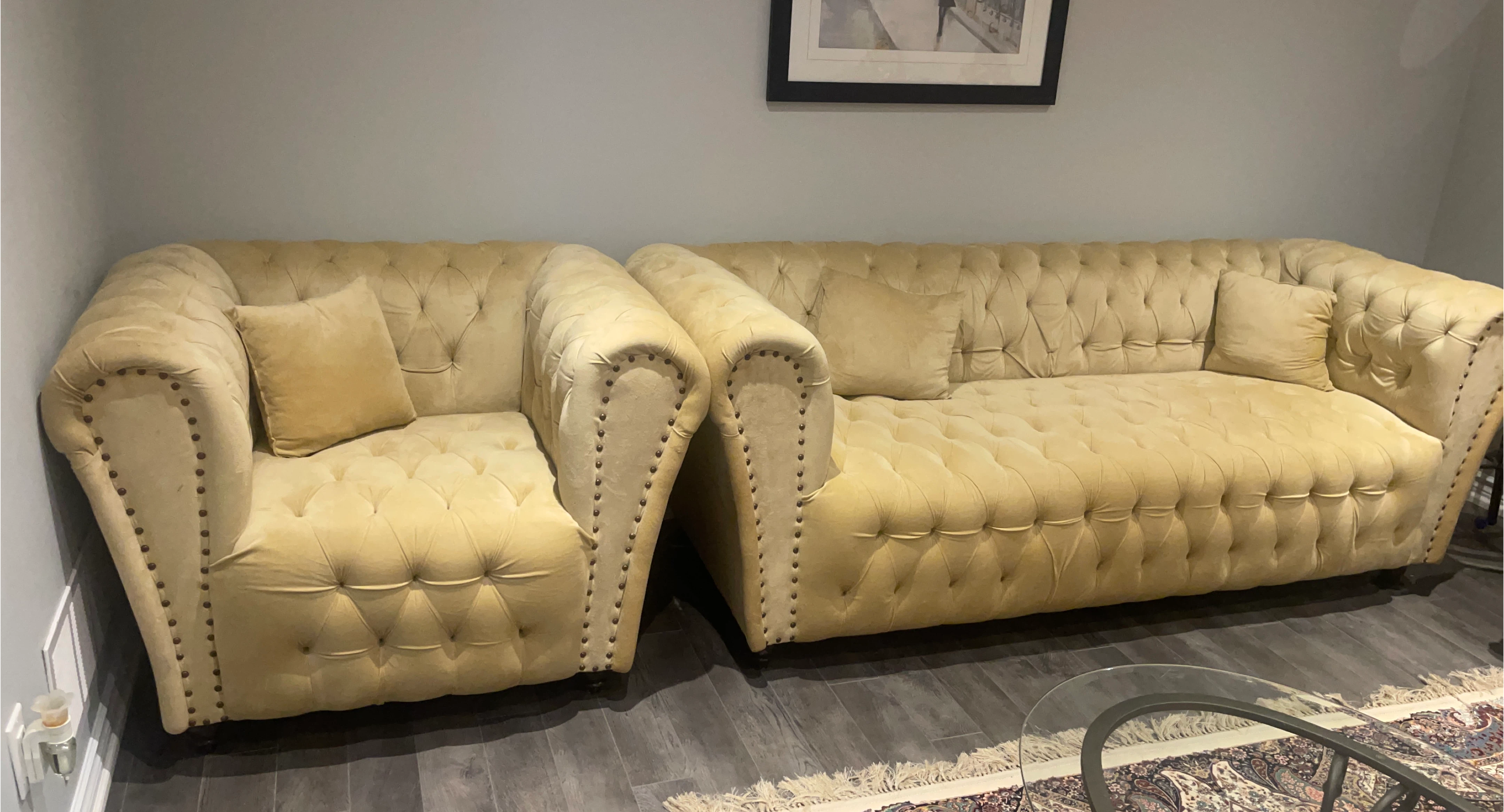 Yellow Velvet Chesterfield Sofa