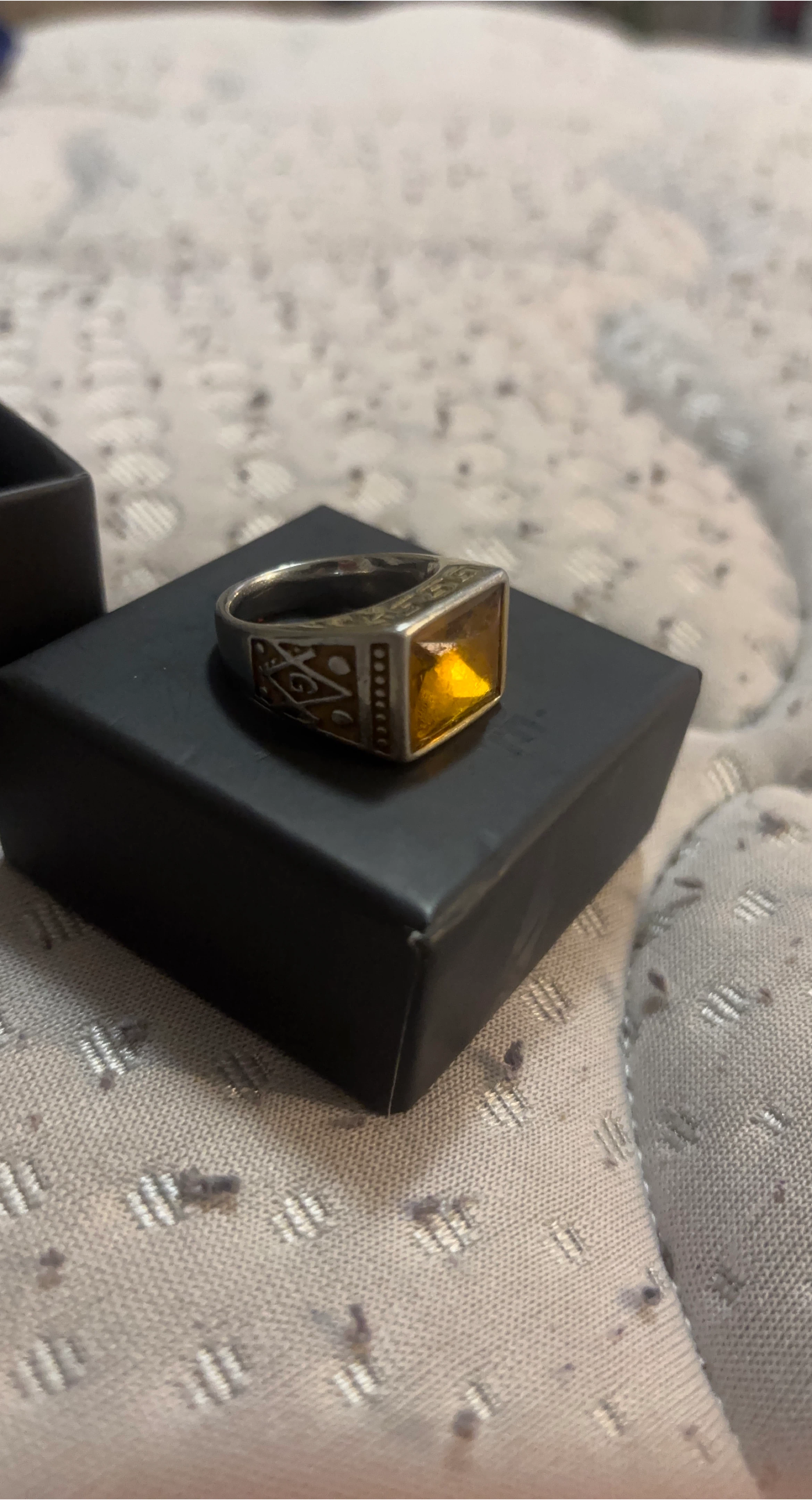 Men's Ring with Amber Stone