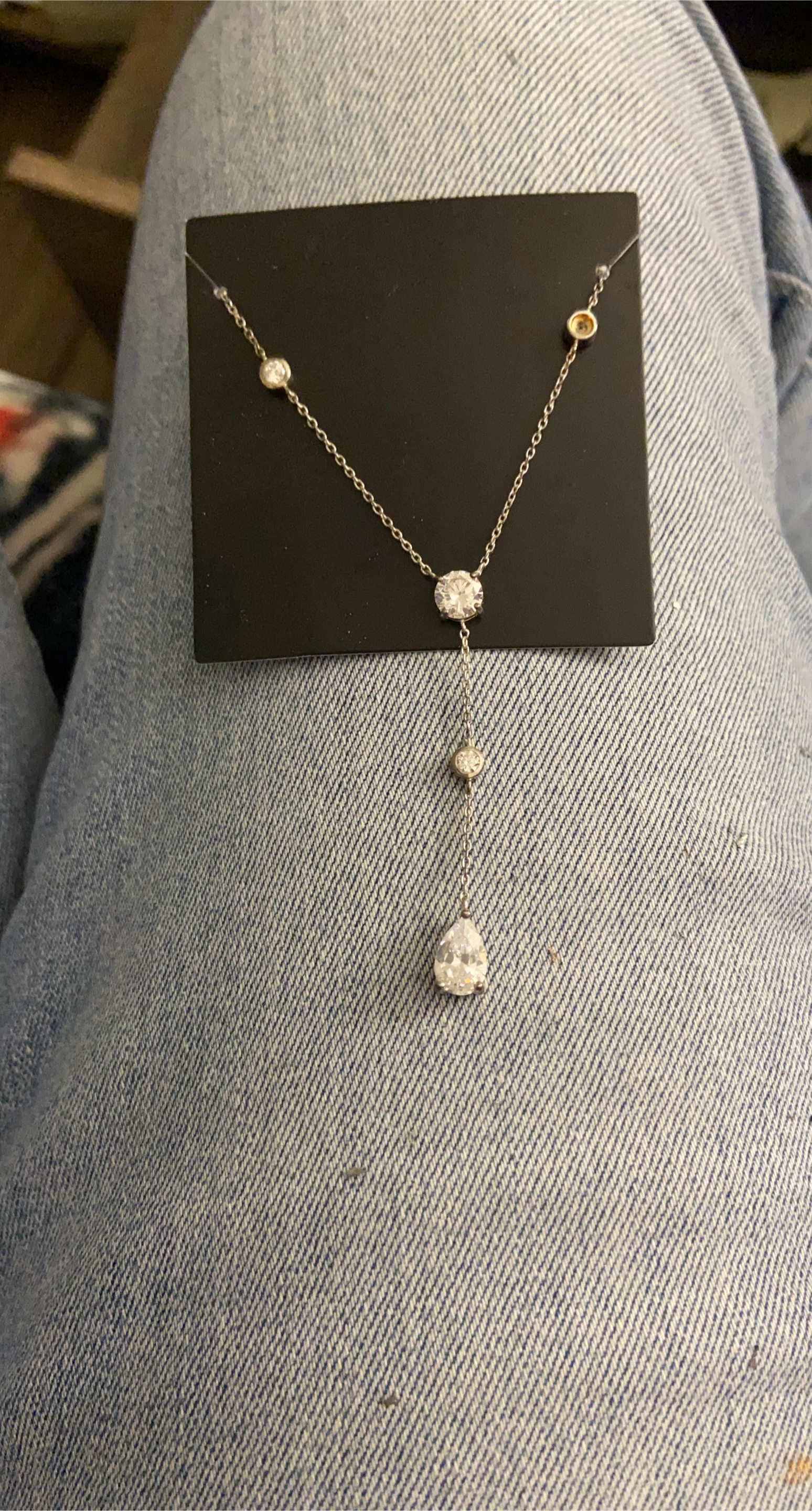 Sparkling sterling silver Y-Drop Necklace