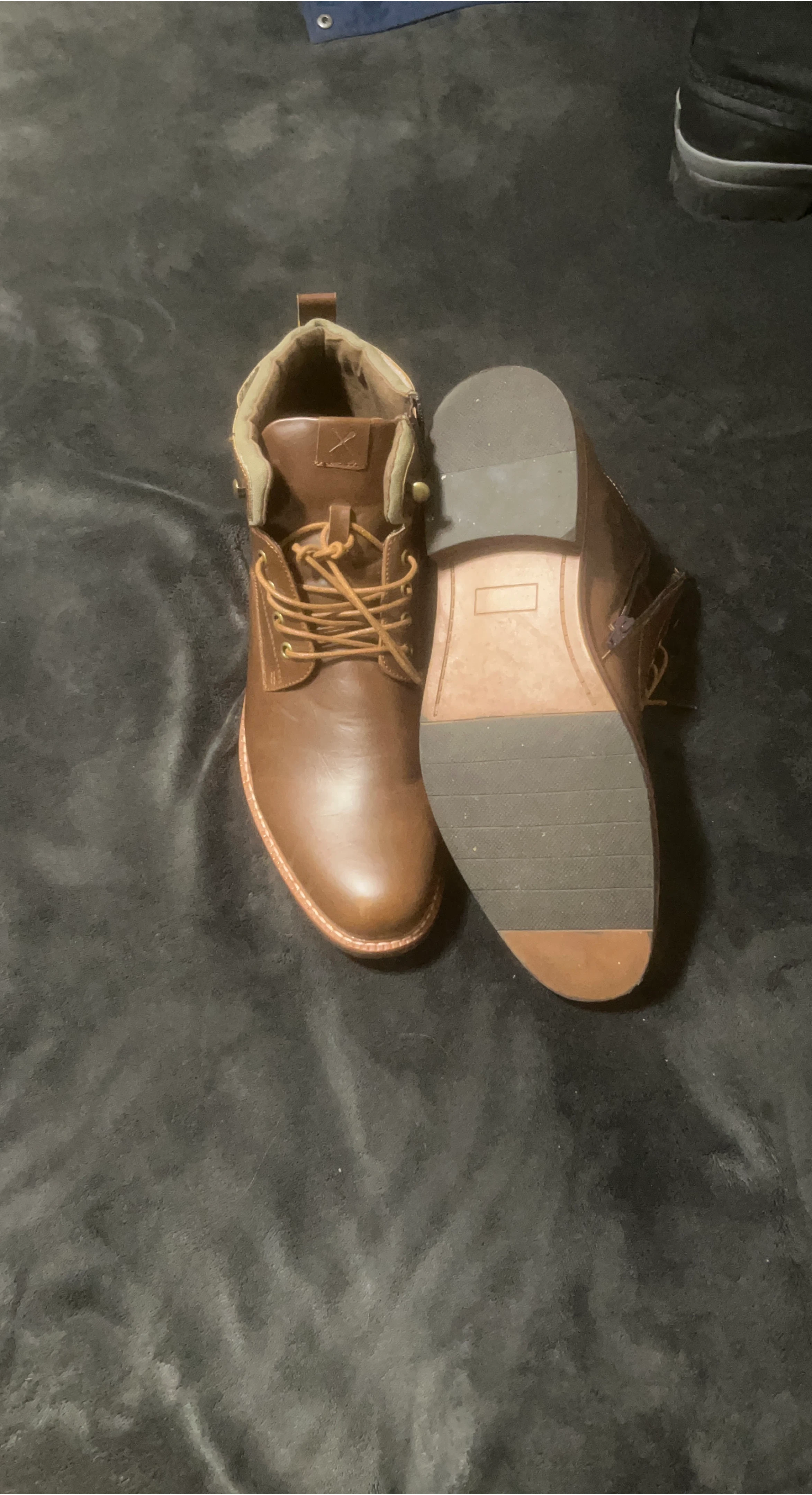 Denver Hayes Brown Leather Lace-up Boots - Size 13