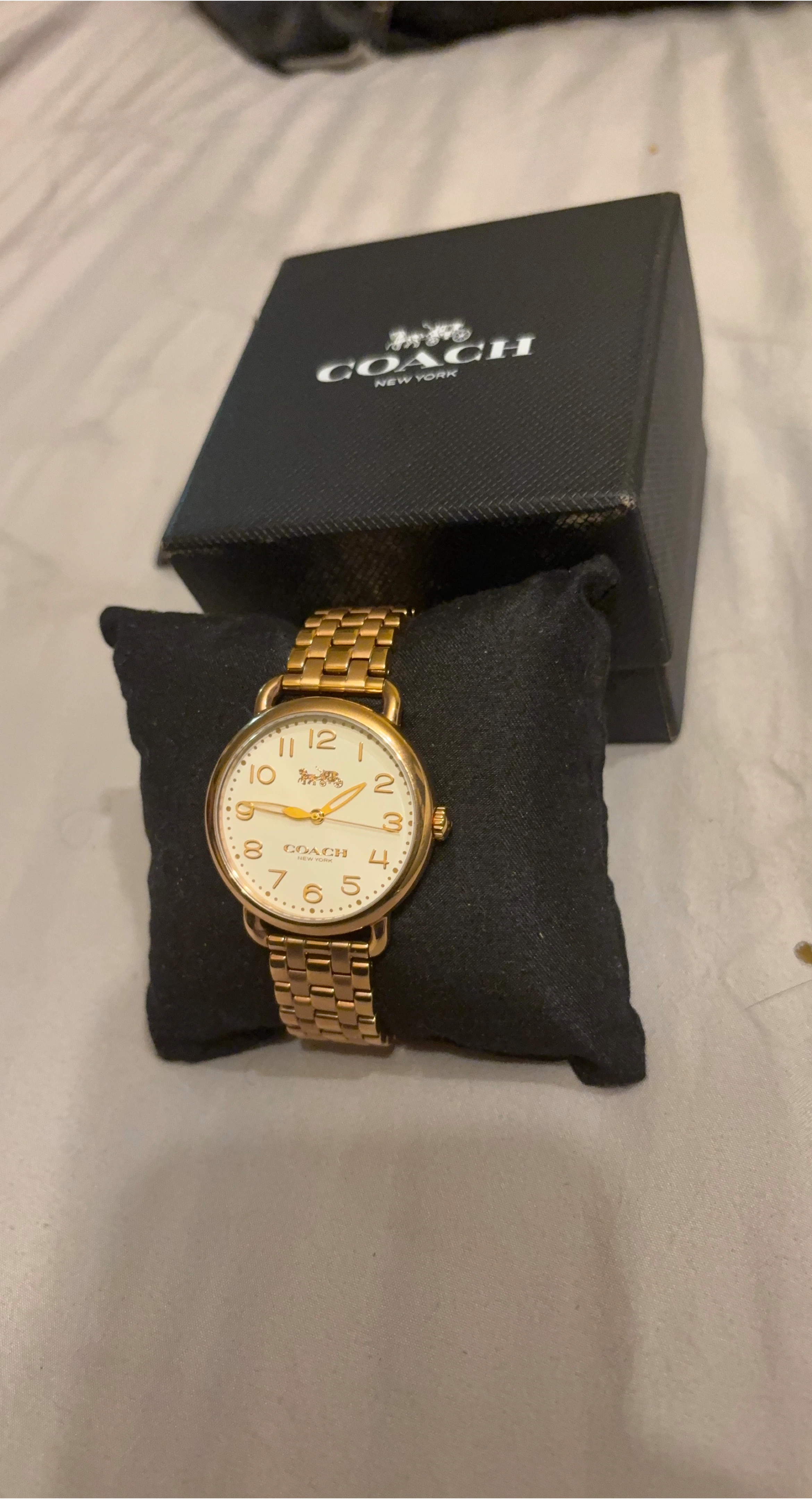 Coach New York Gold Tone Watch with Box