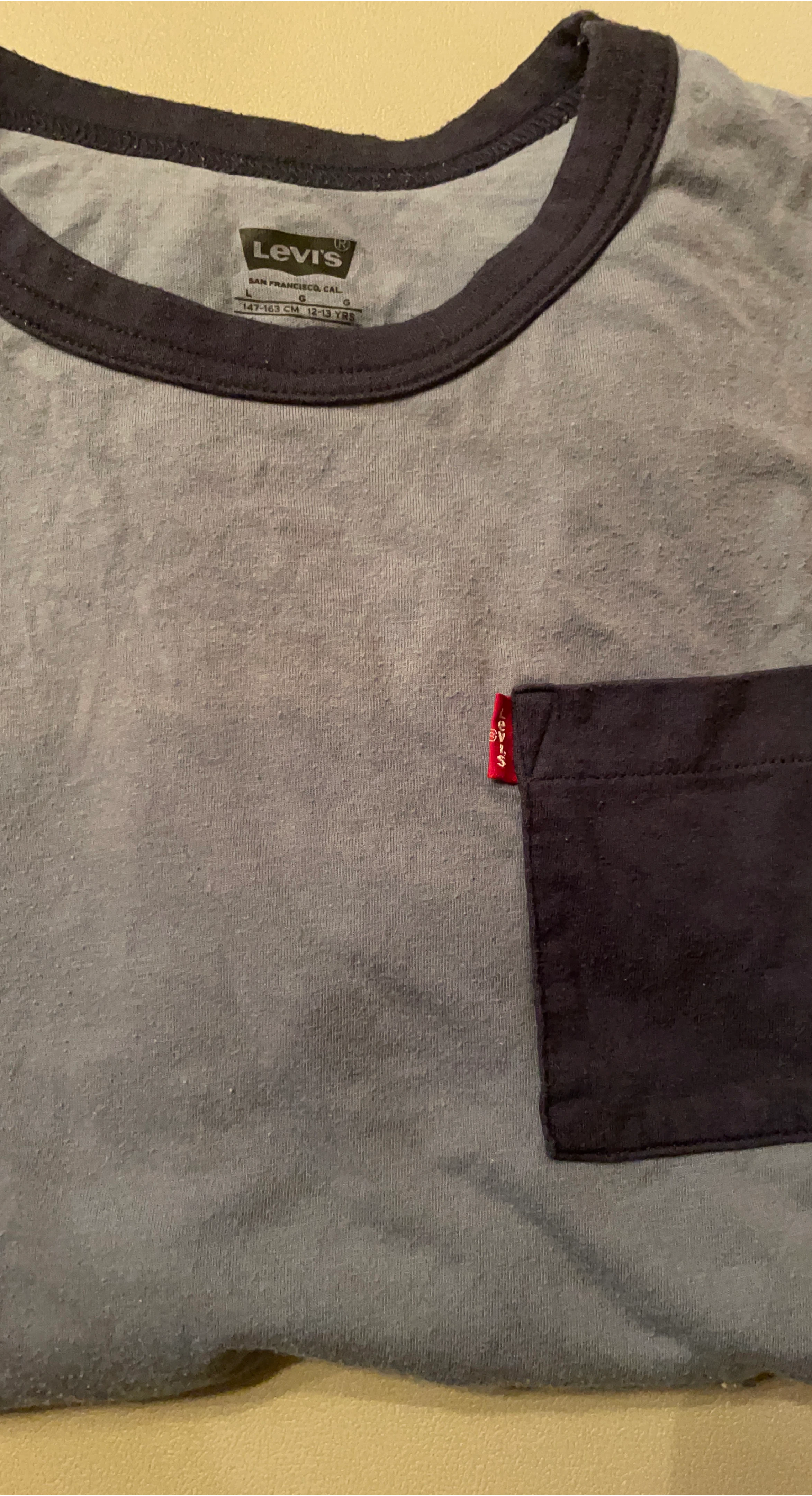 Levi's Blue Gray Pocket T-Shirt Size L🏆