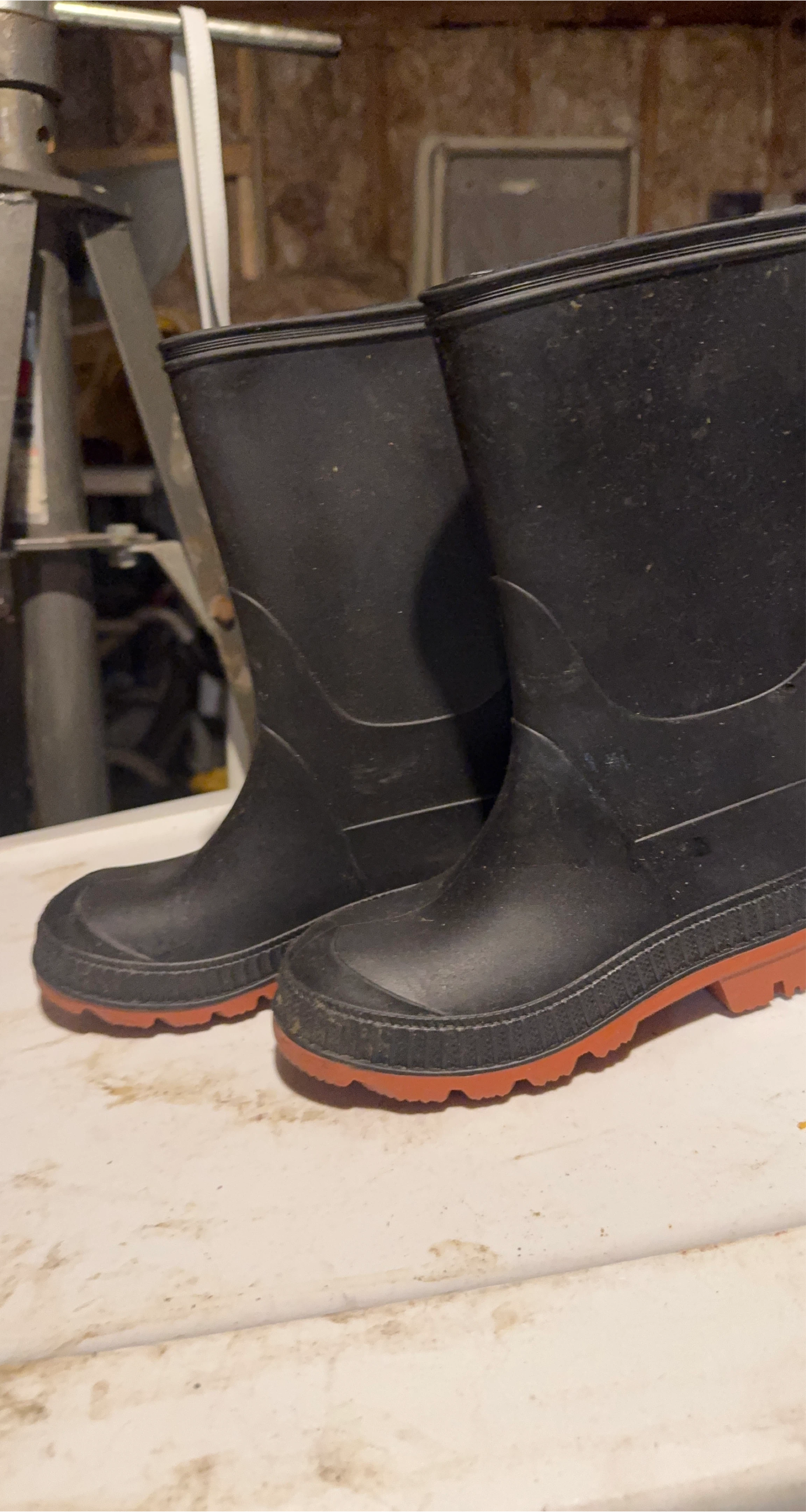 🏆Black Rubber Rain Boots with Orange Soles
