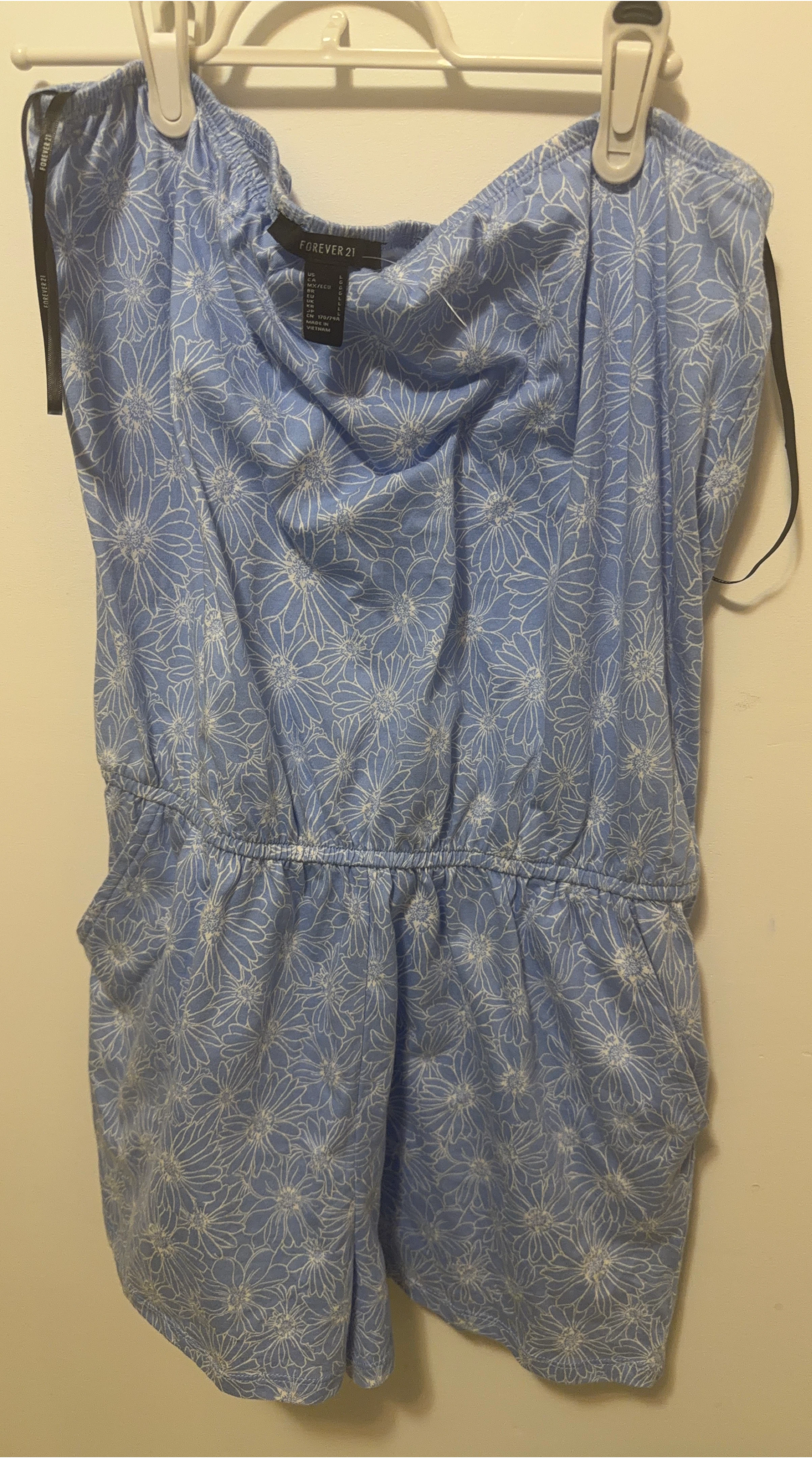 Forever 21 Blue Floral Romper Size L