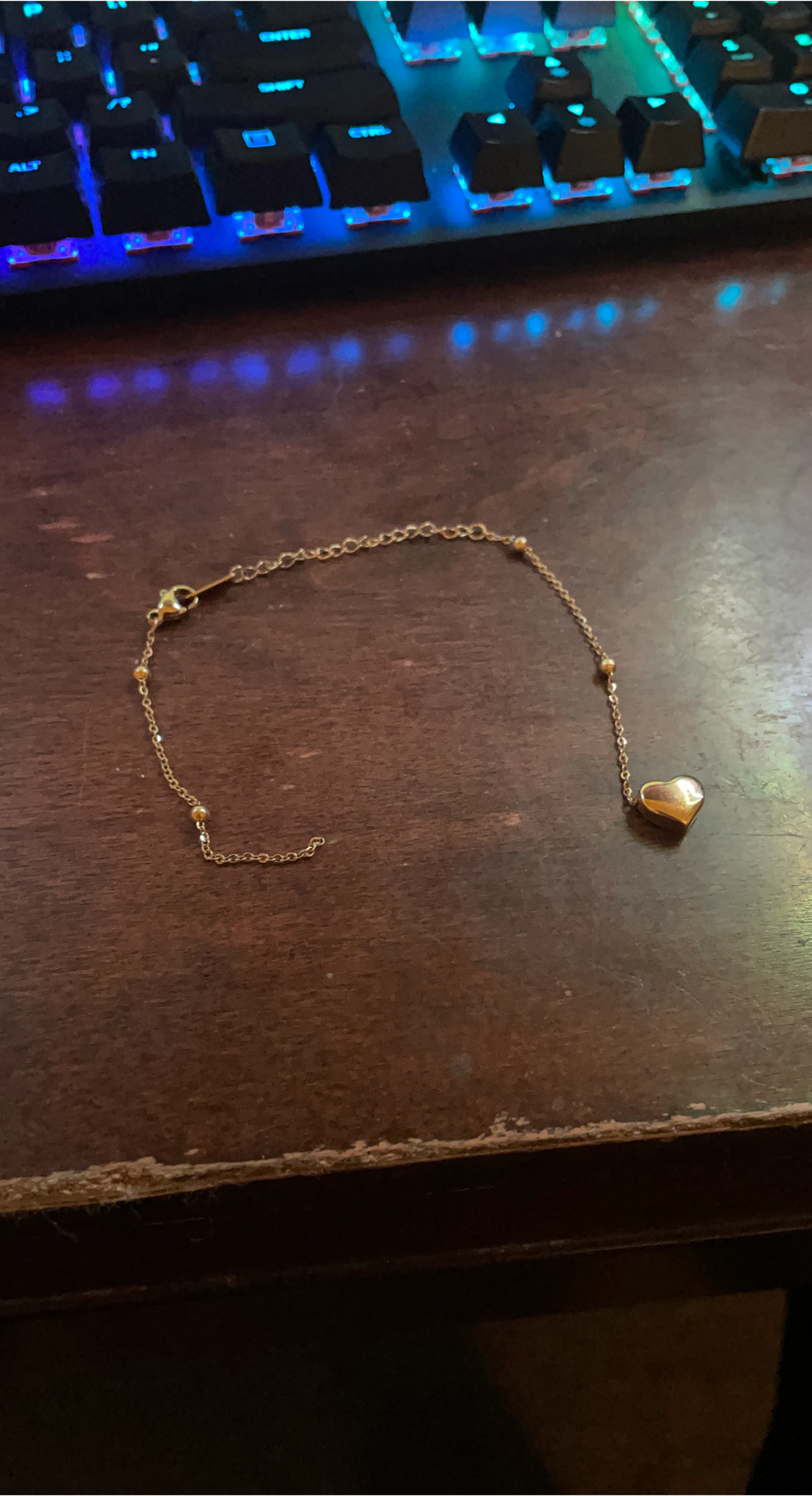 Gold Heart Charm Bracelet