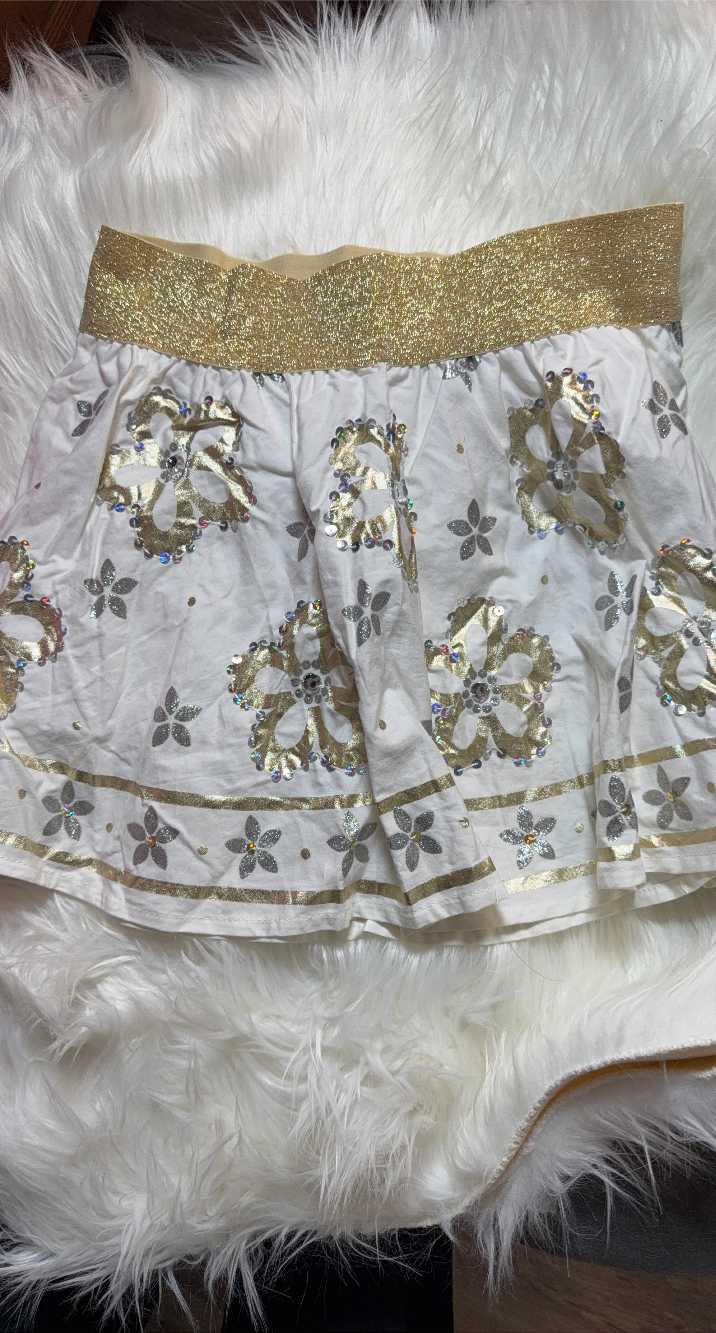 🏆Justice Girls White & Gold Floral Skirt - Size 12