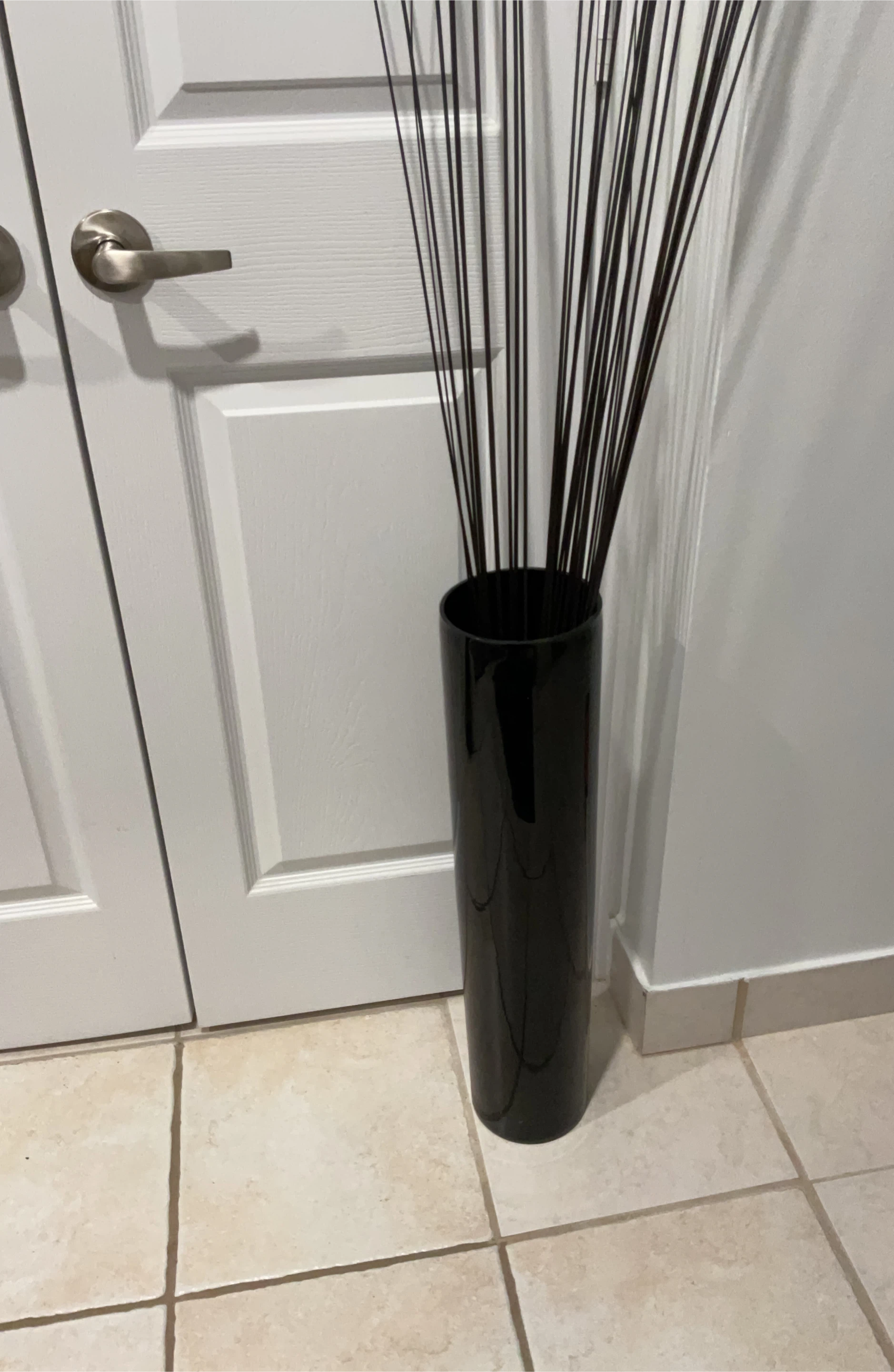 Tall Black Cylinder Vase