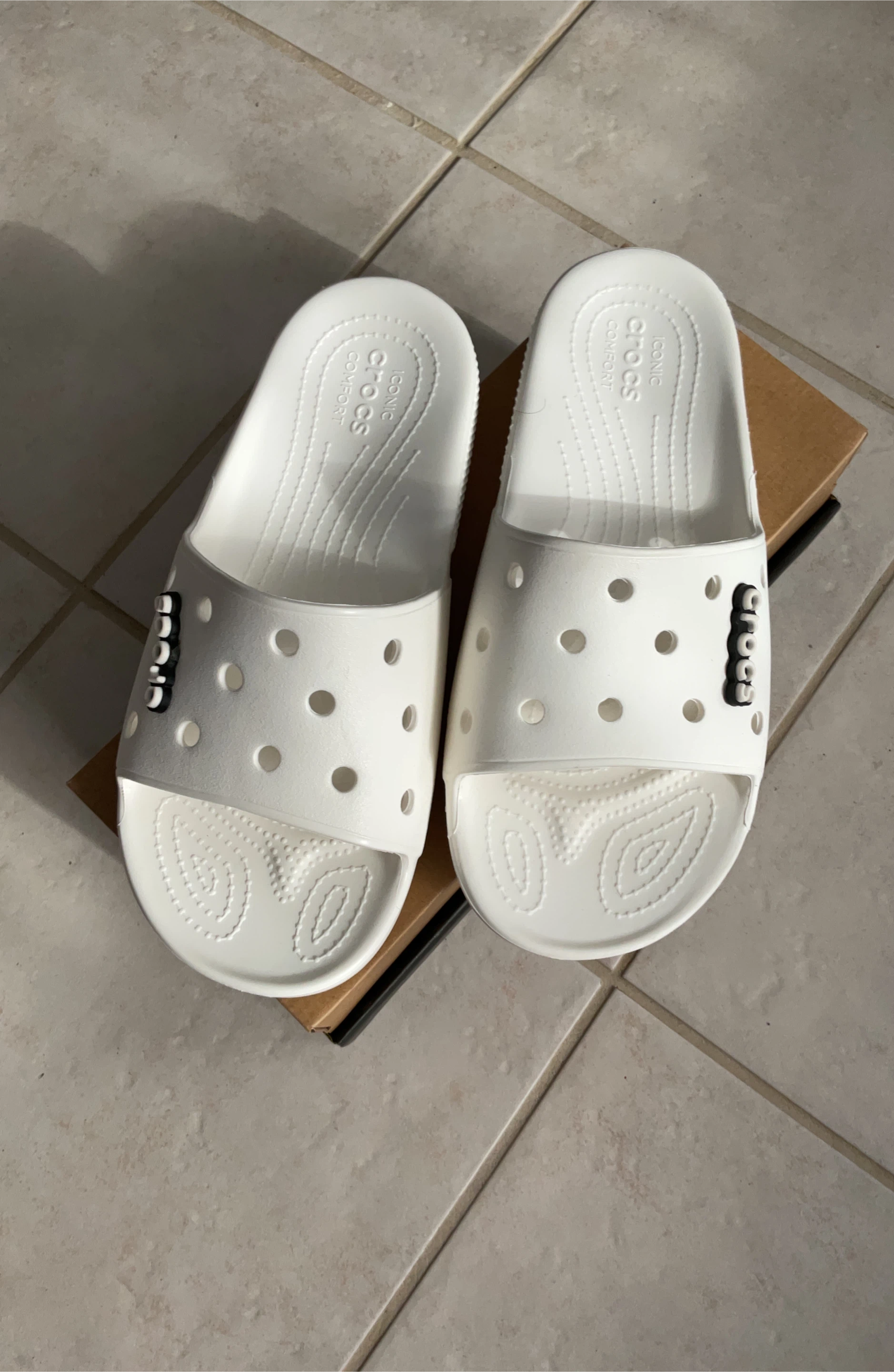 White Crocs Classic Slide Sandals