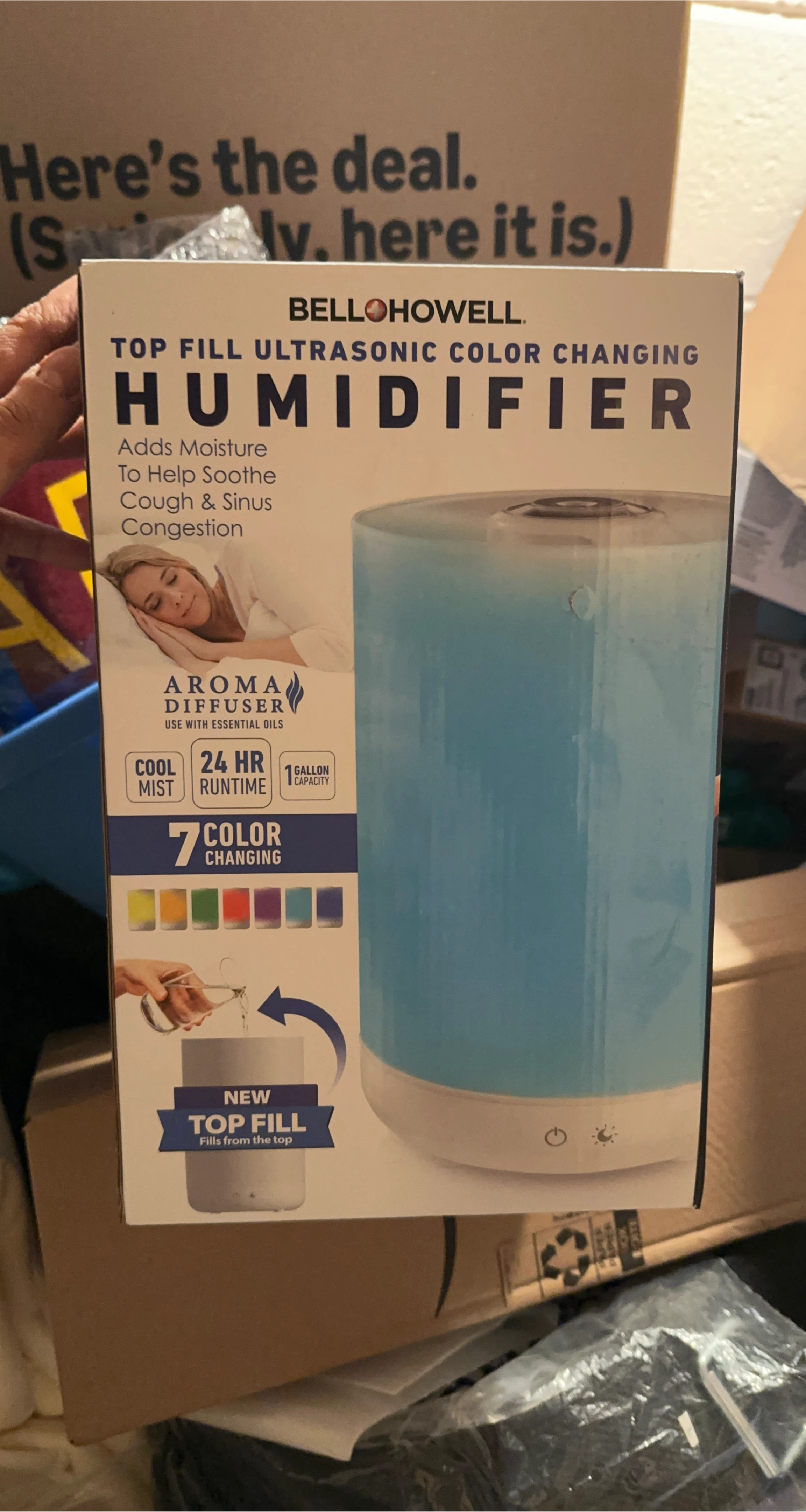 Bell Howell Top Fill Ultrasonic Color Changing Humidifier
