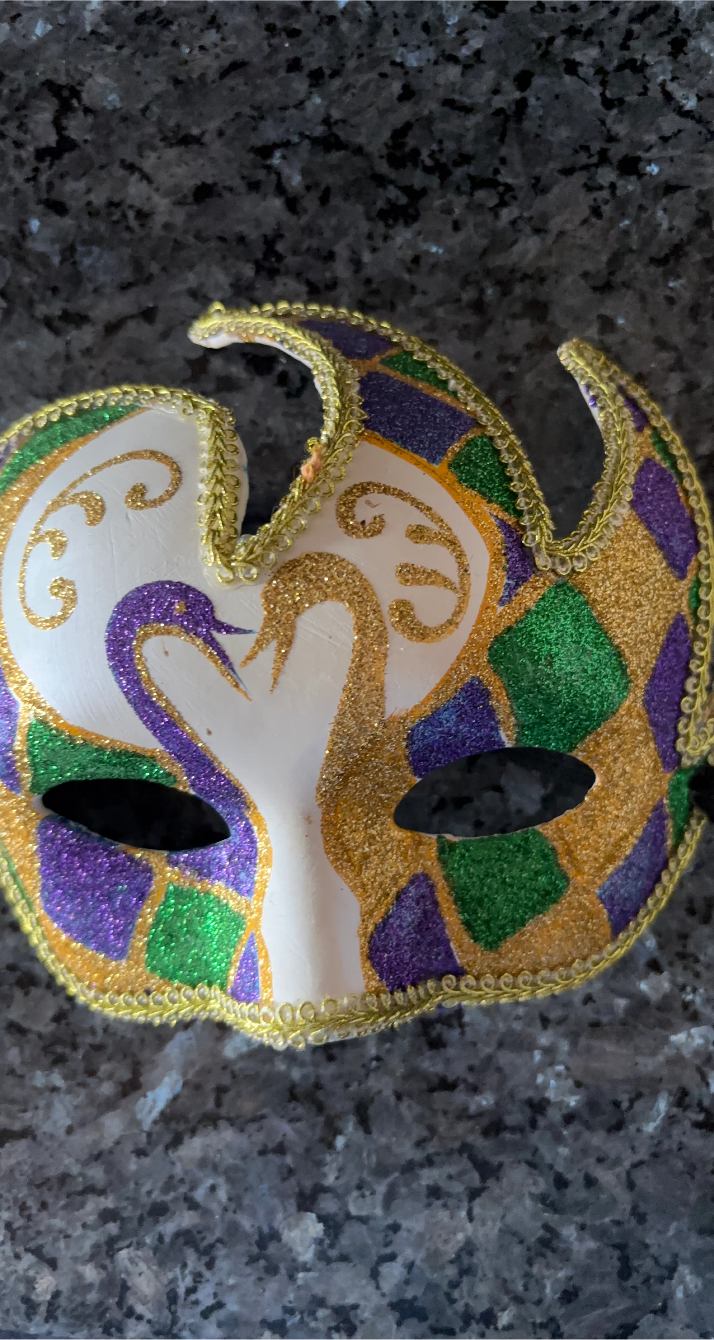 Mardi Gras Masquerade Mask with Glitter Accents