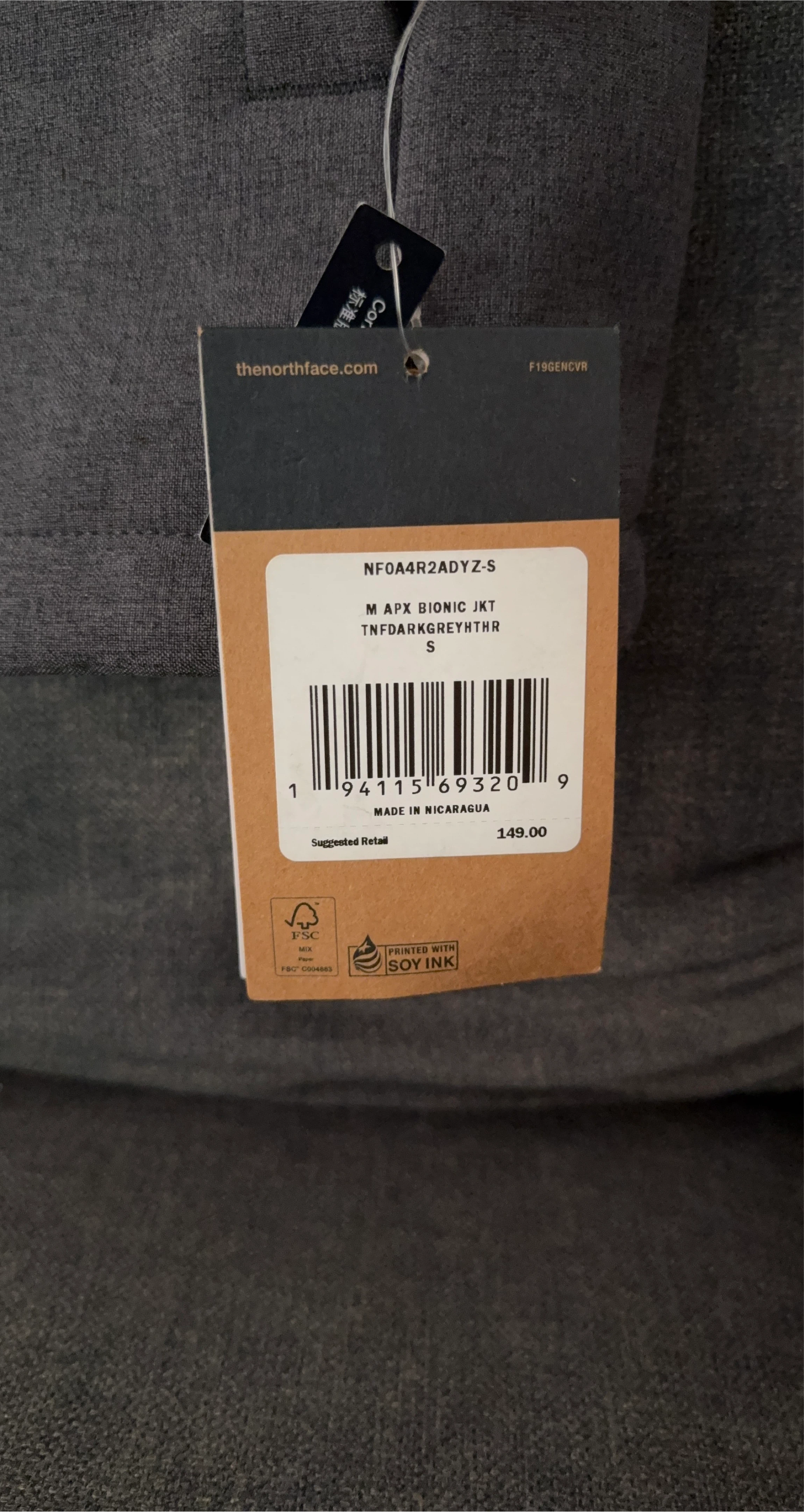 The North Face Men's APX Bionic Jacket - Dark Grey - Size S