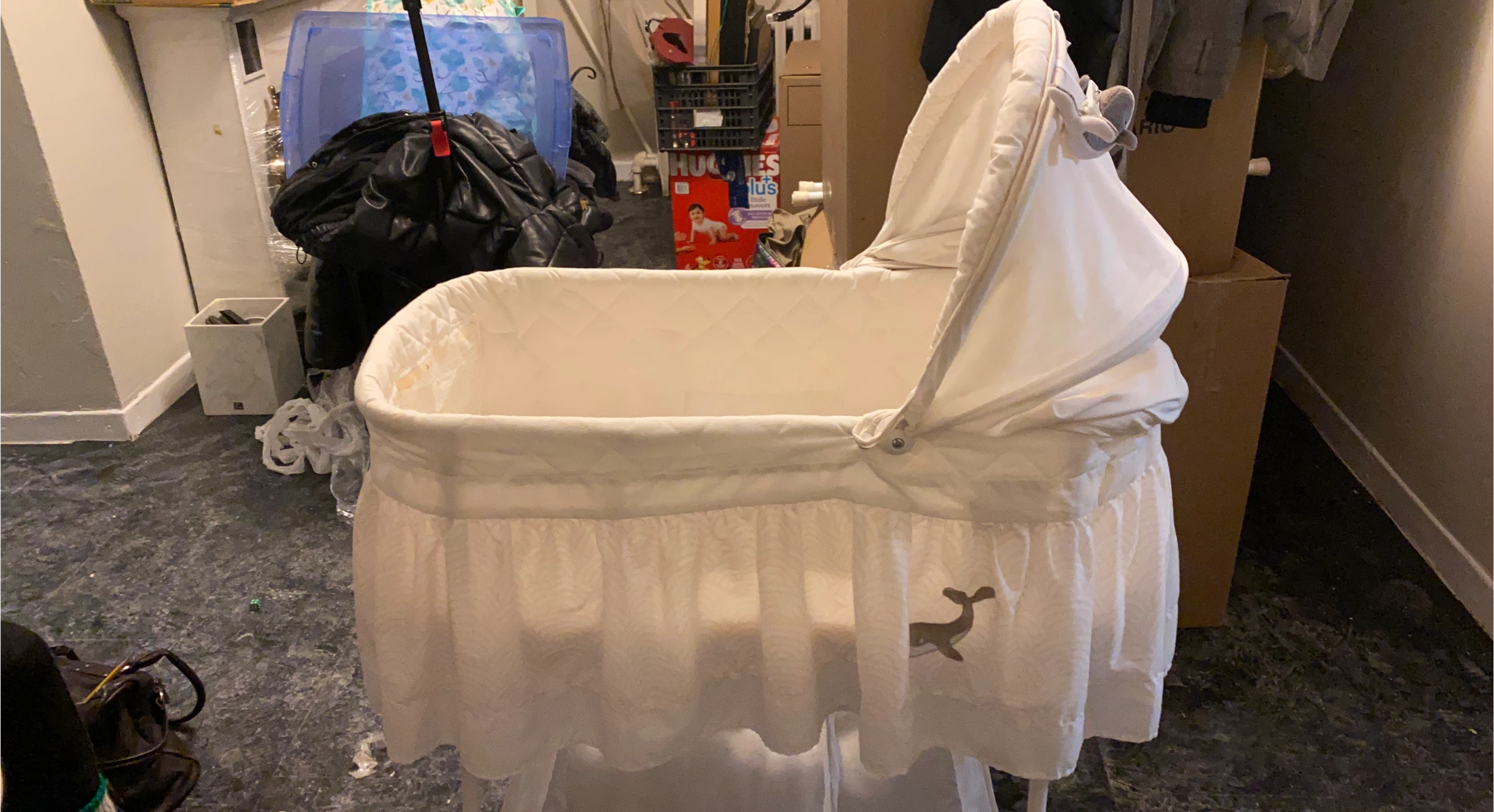 White Bassinet with Whale Detail