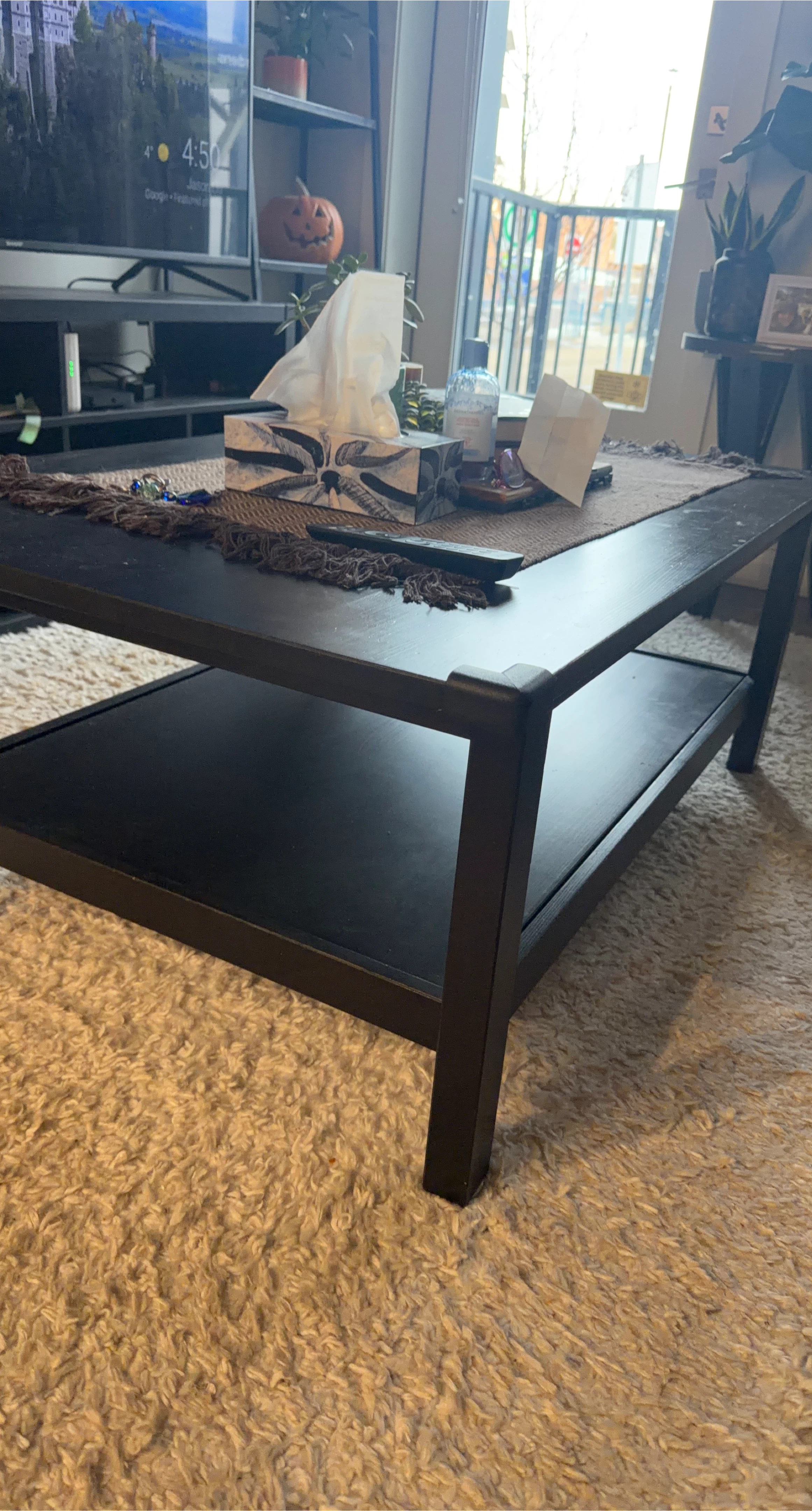 Black Coffee Table with Lower Shelf