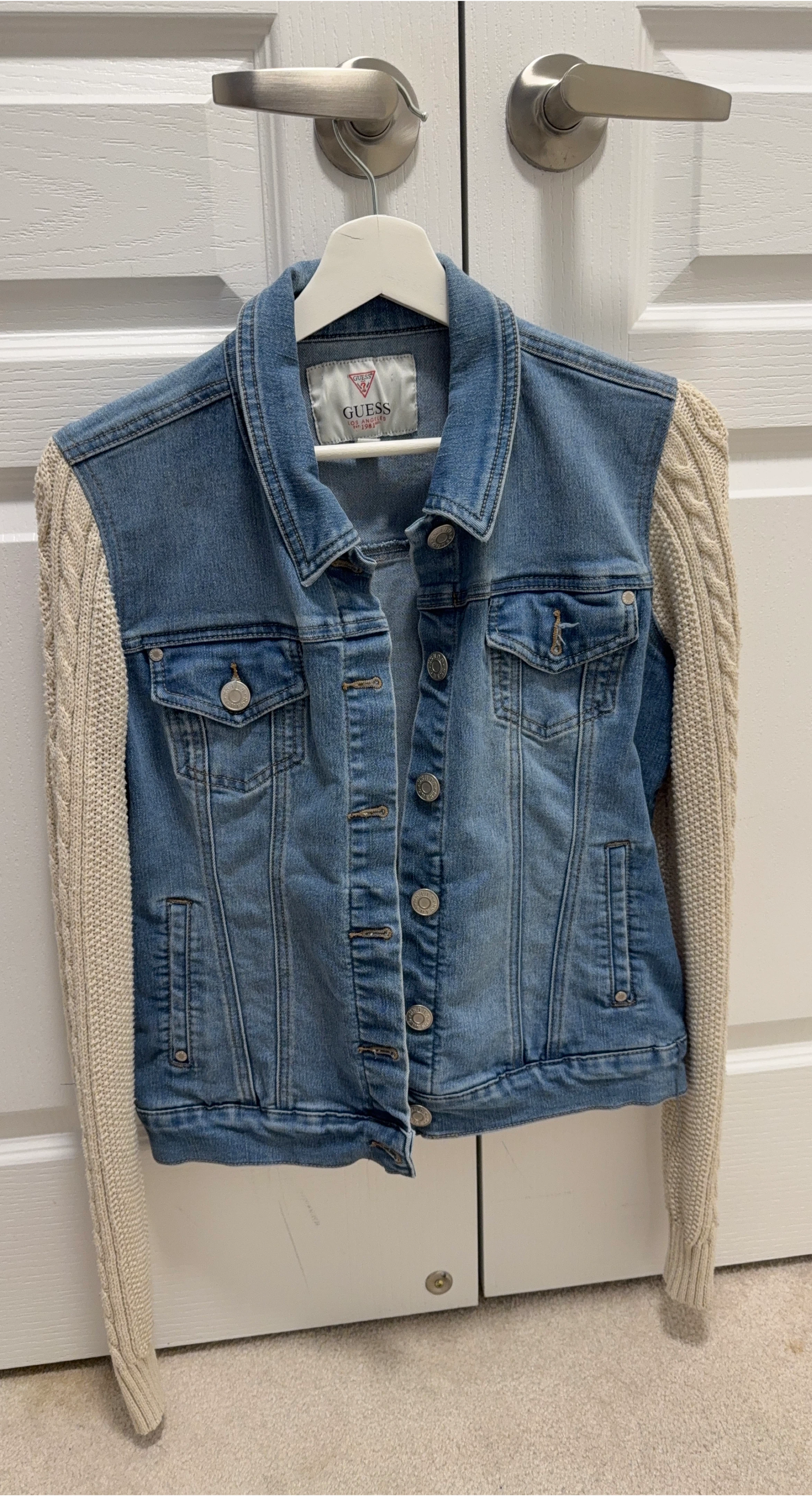 Guess Denim Jacket with Knit Sleeves M/M
