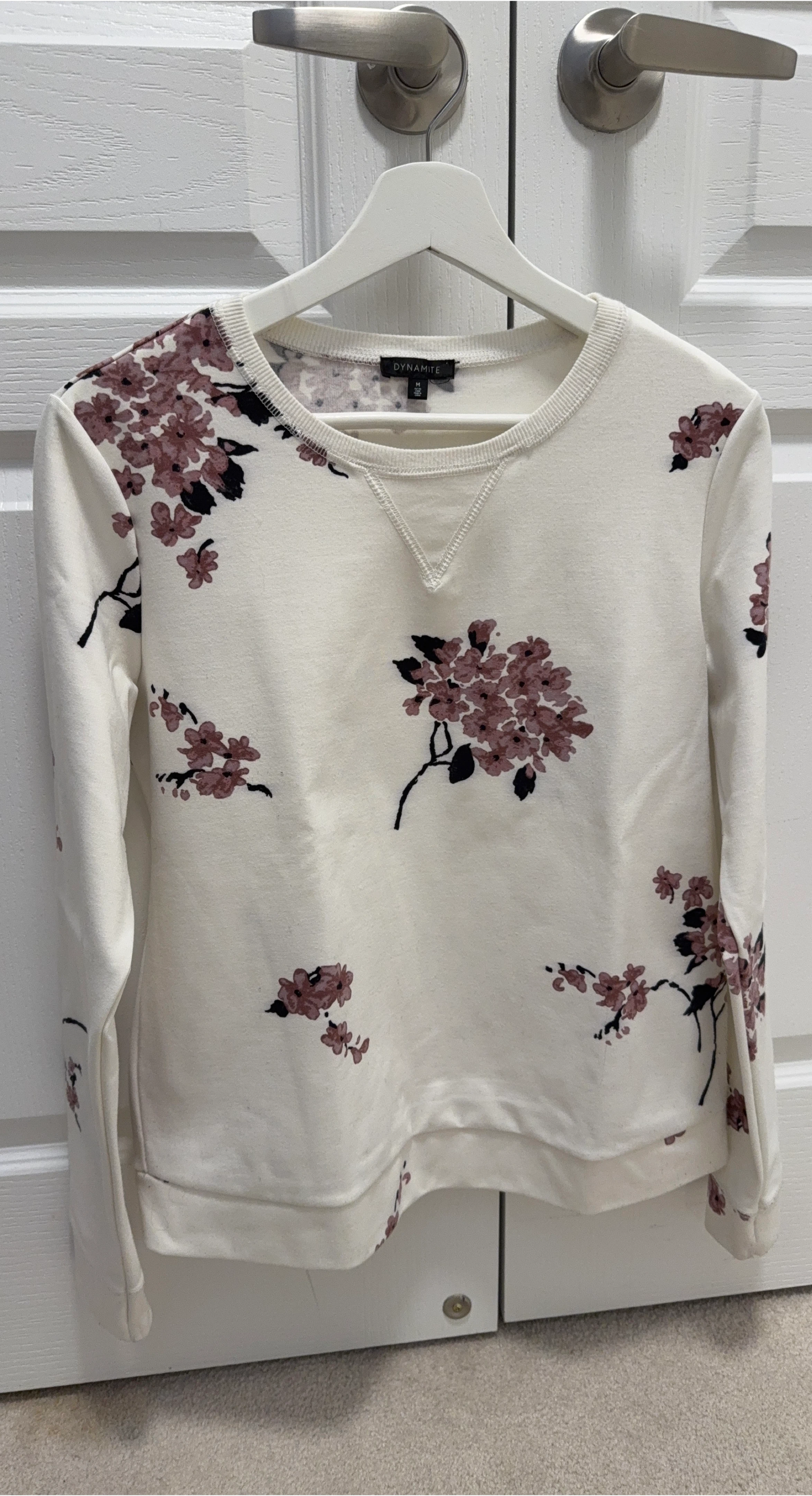 Dynamite White Floral Crewneck Sweatshirt - Size M