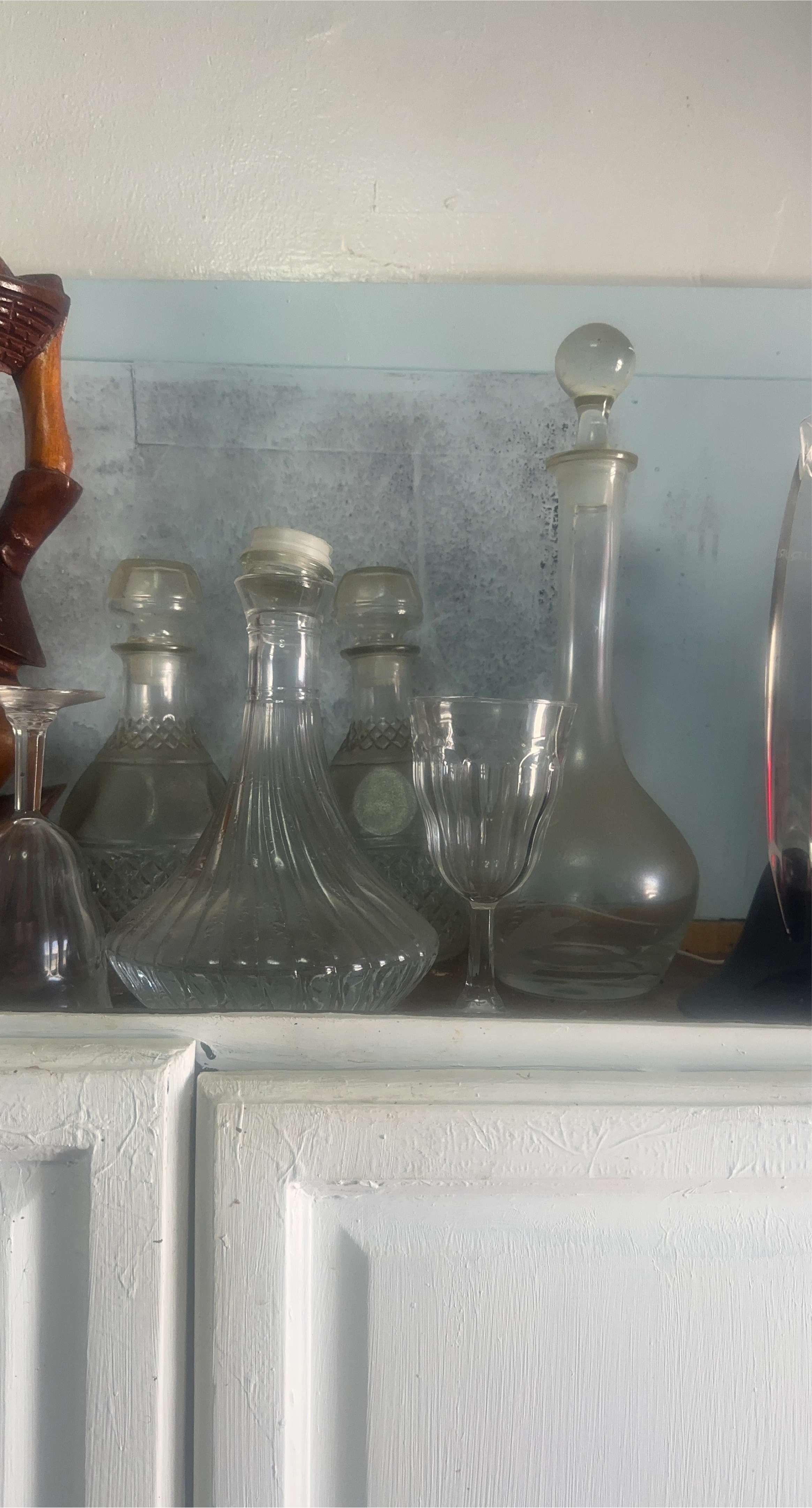 Set of Glass Decanters and Glasses