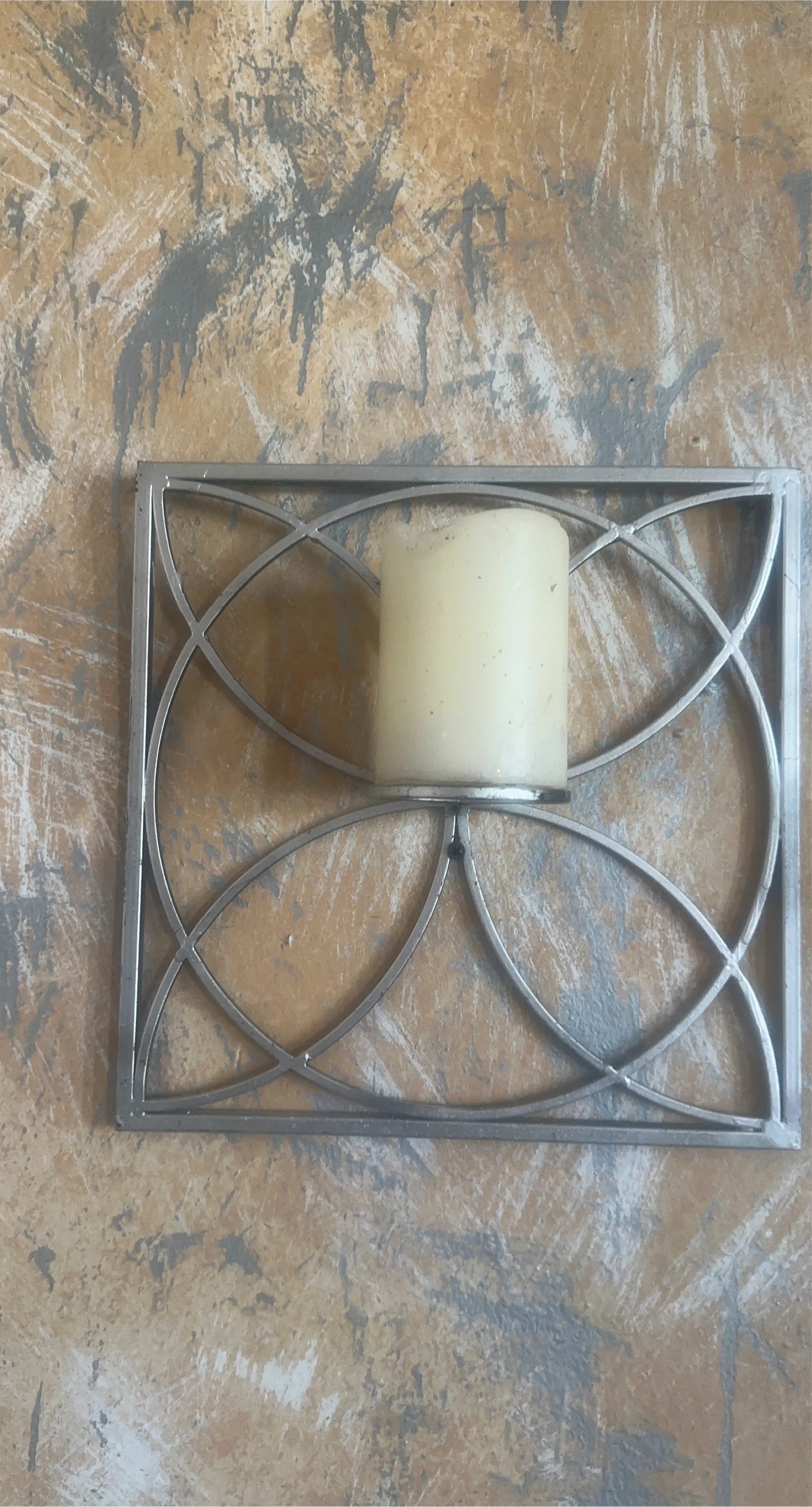 2Silver Geometric Metal Candle Holder