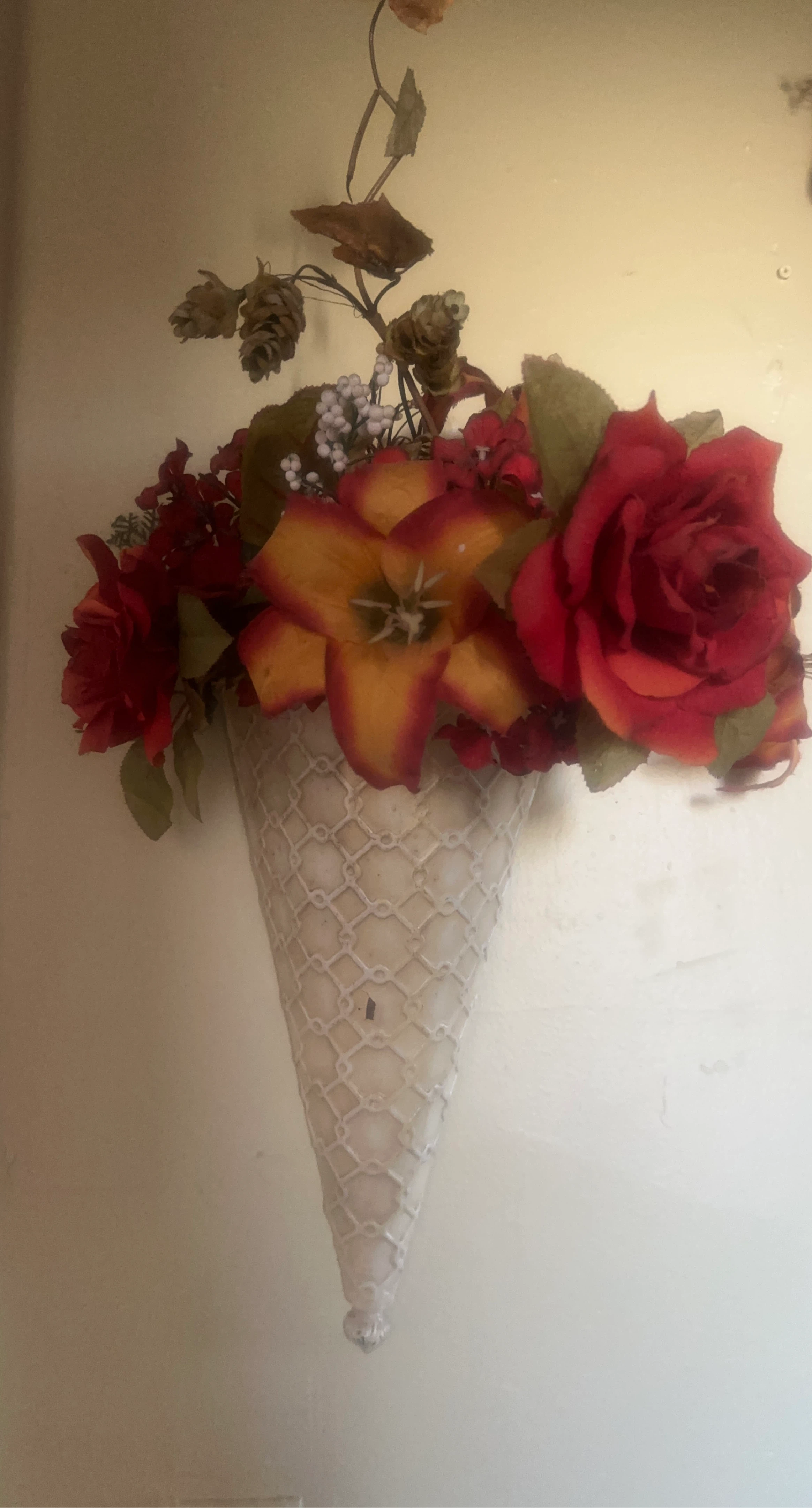 2Artificial Floral Arrangement in Cone Holder