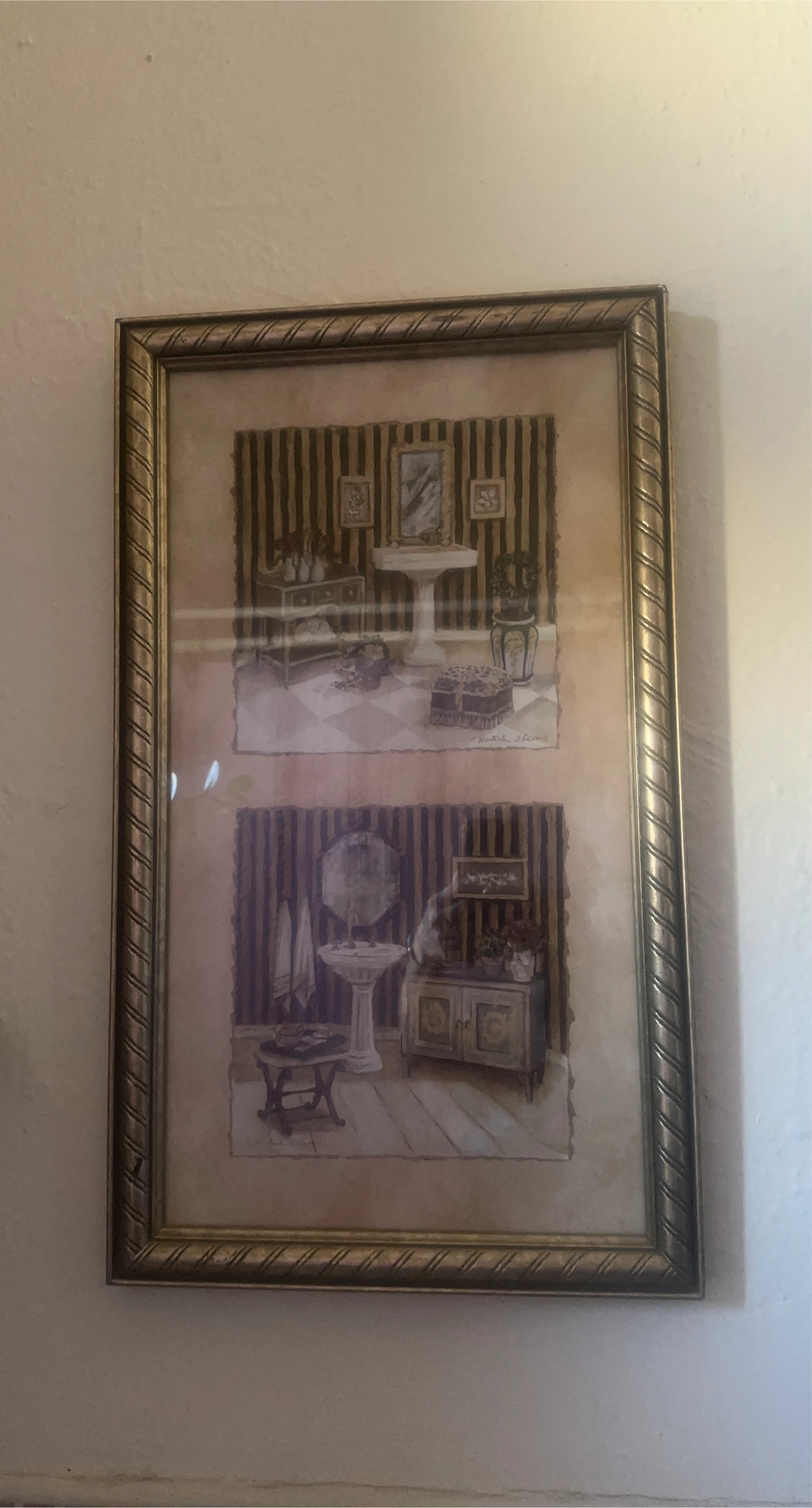 Framed Print of Vintage Bathroom Scenes