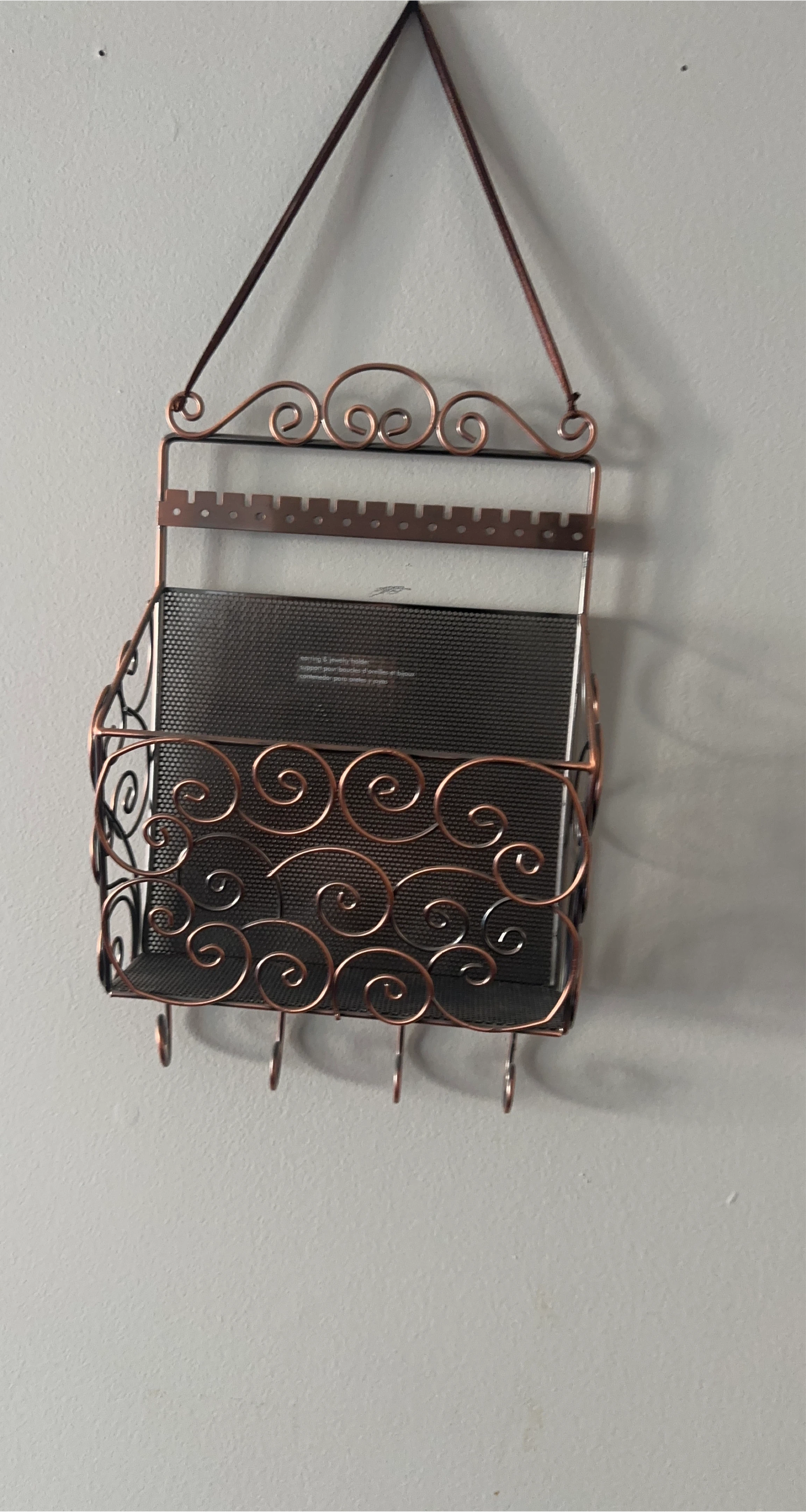 Copper Wire Scroll Earring & Jewelry Holder with Hooks
