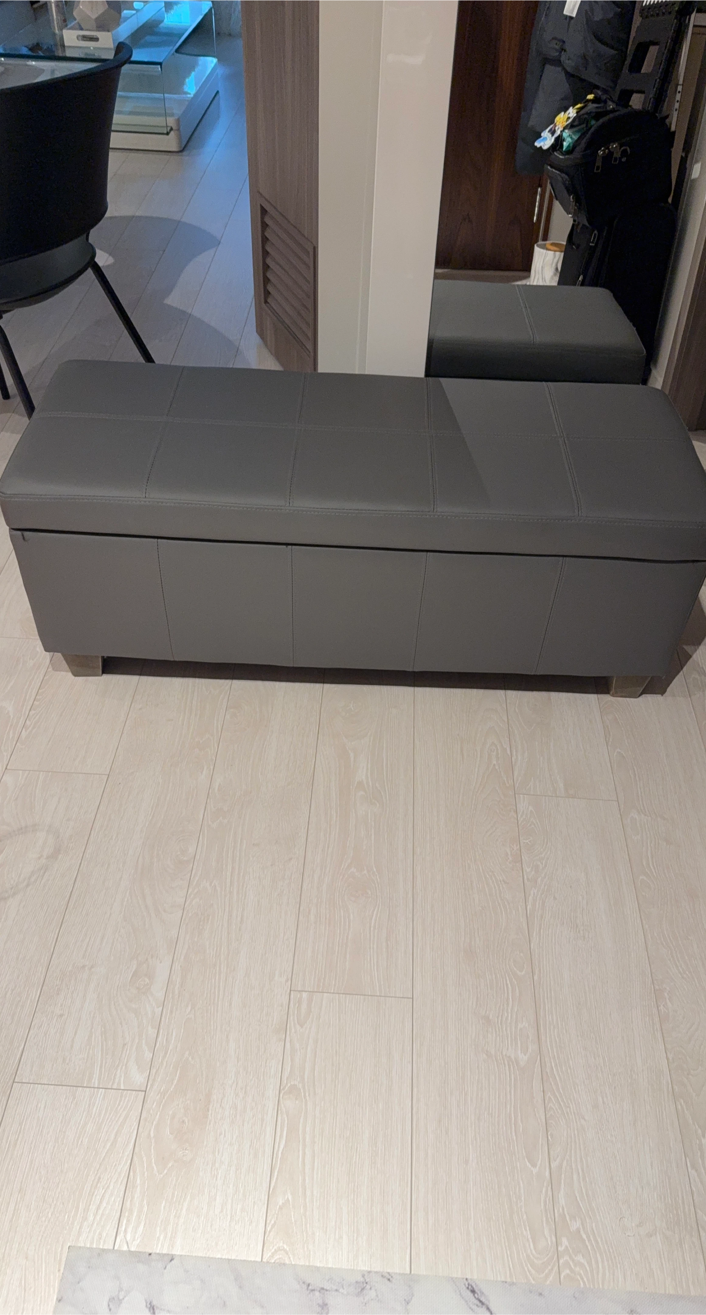 Grey Storage Ottoman Bench