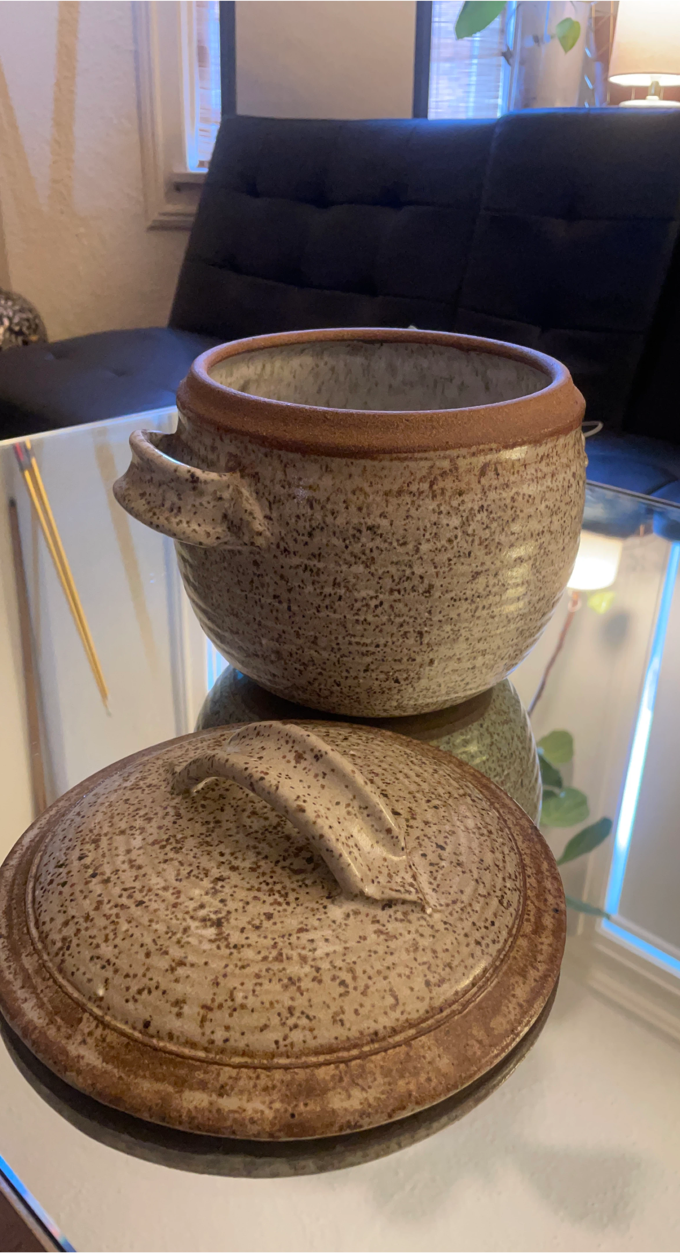 Speckled Ceramic Pot with Lid