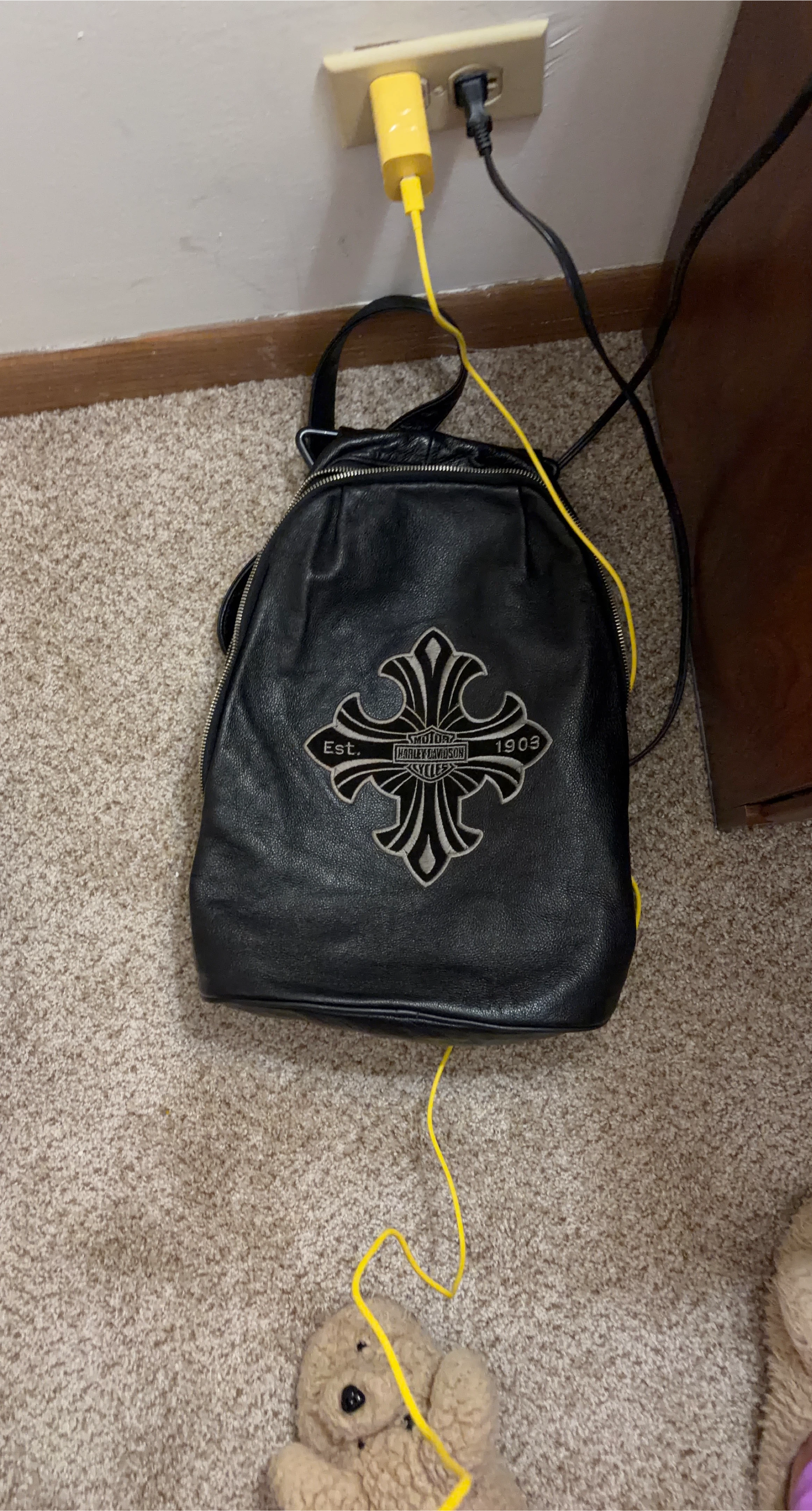 Black Leather Harley-Davidson Backpack