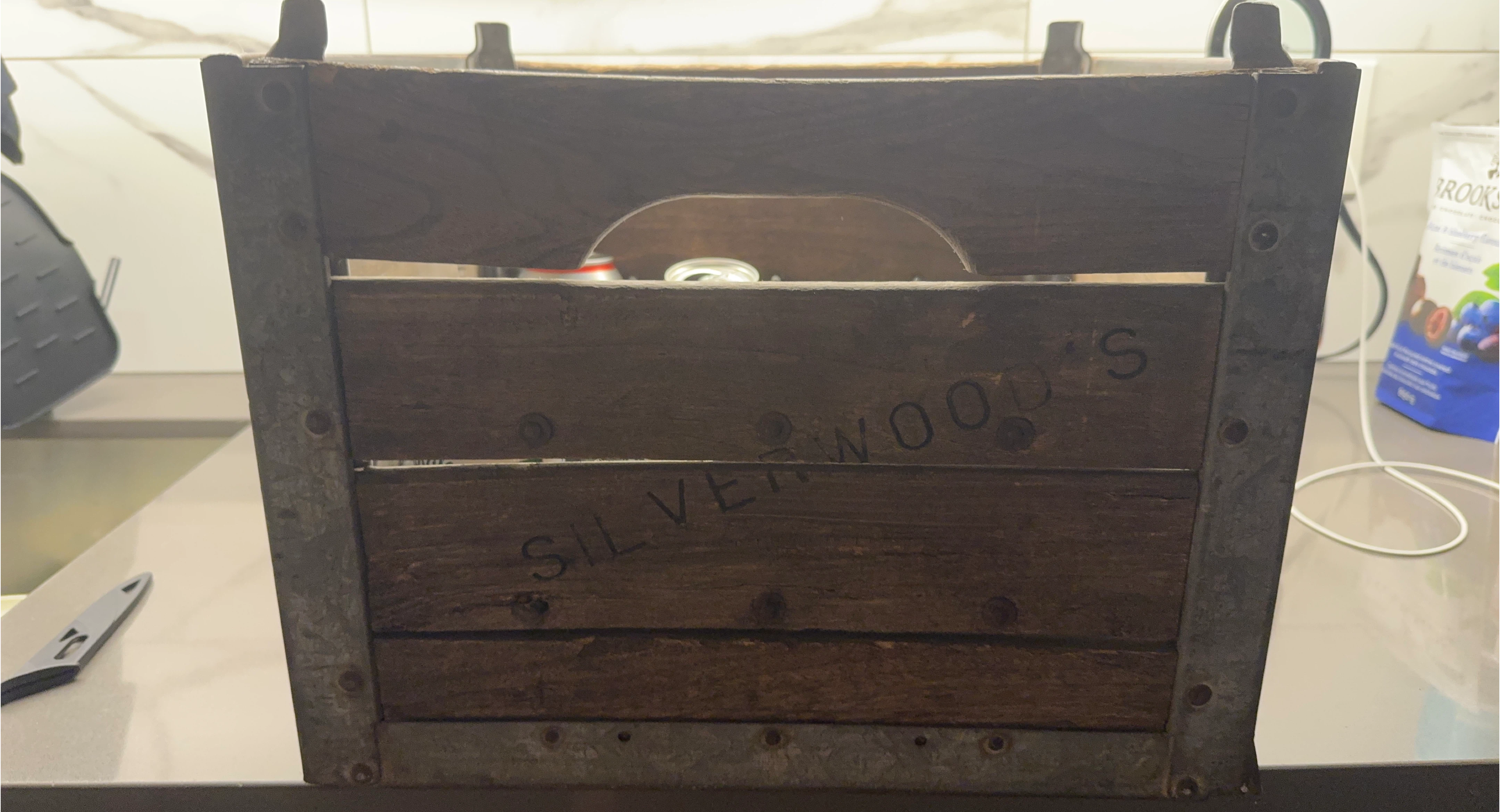 Vintage Wooden Crate with Metal Accents