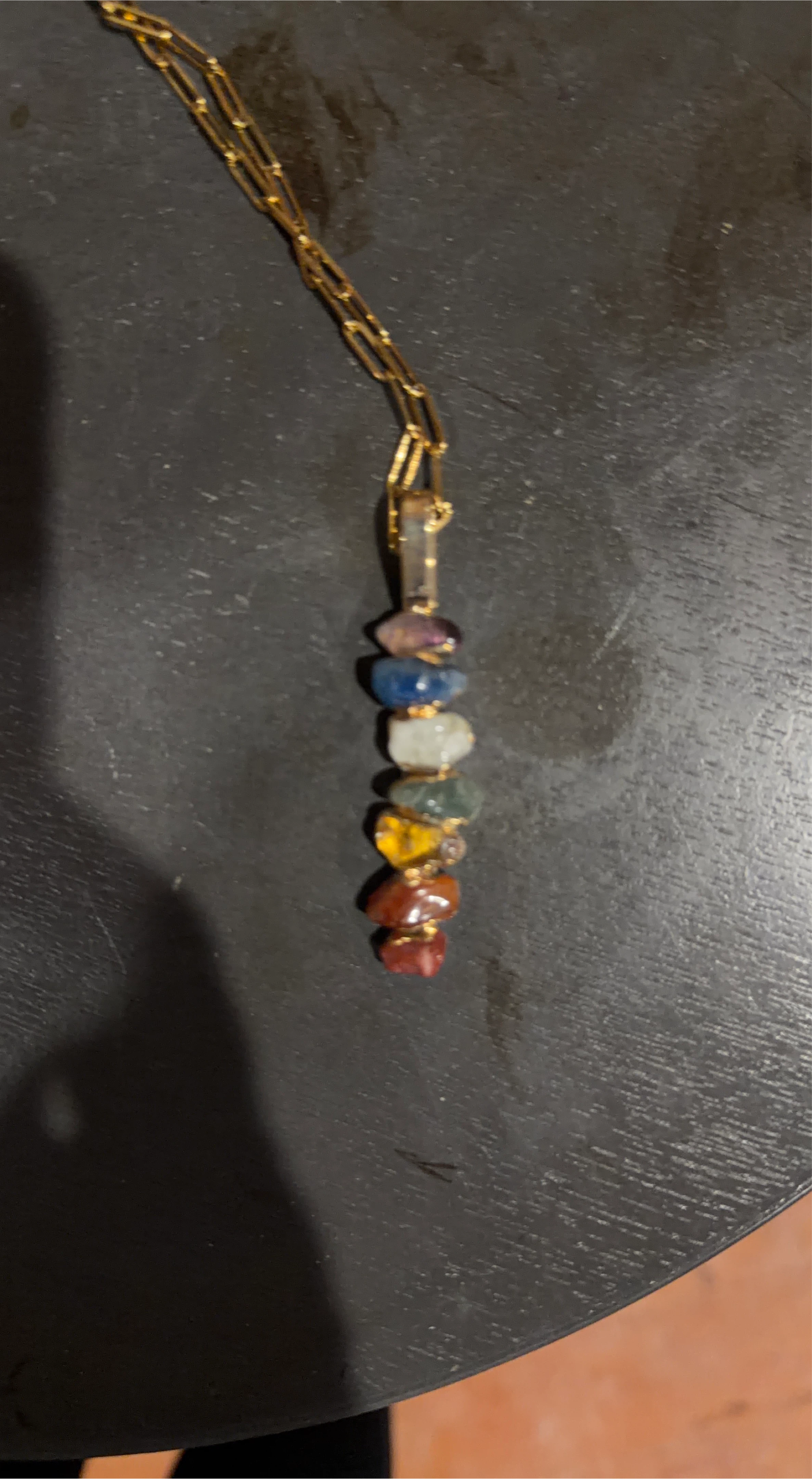 Chakra Necklace with Stacked Gemstone Pendant