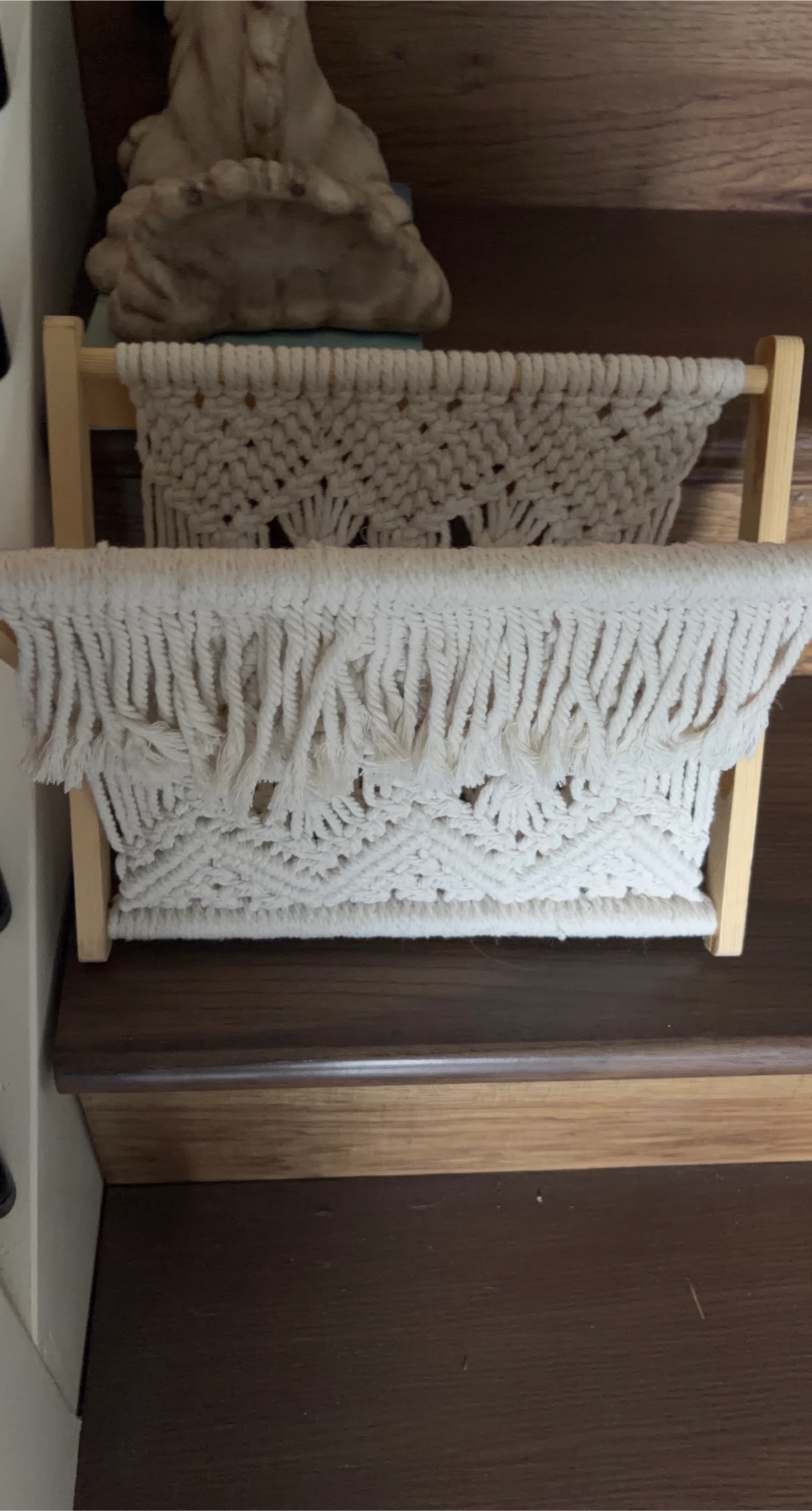 Macrame Magazine Holder with Wooden Frame