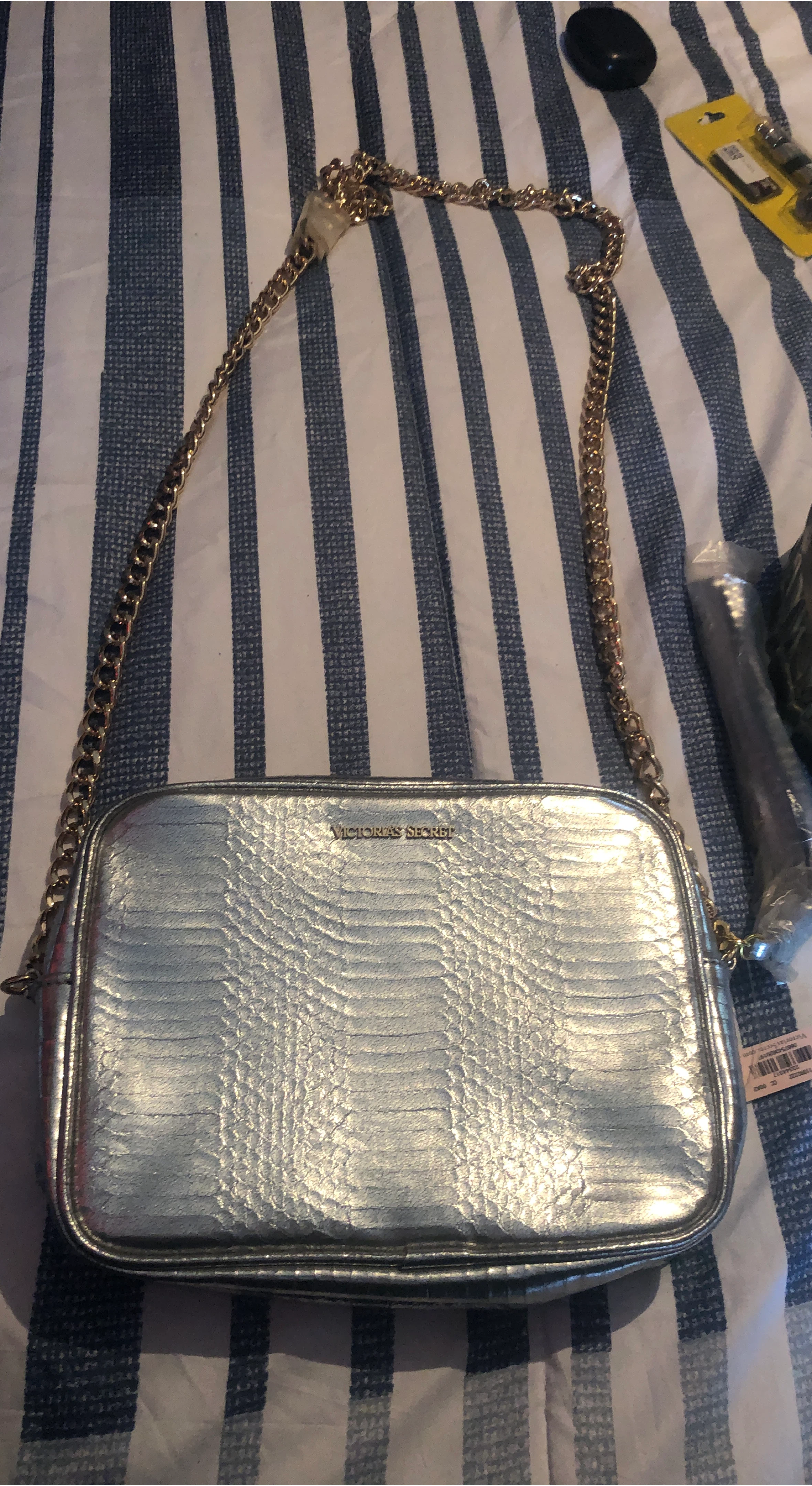 Victoria's Secret Silver Snake Embossed Crossbody Bag
