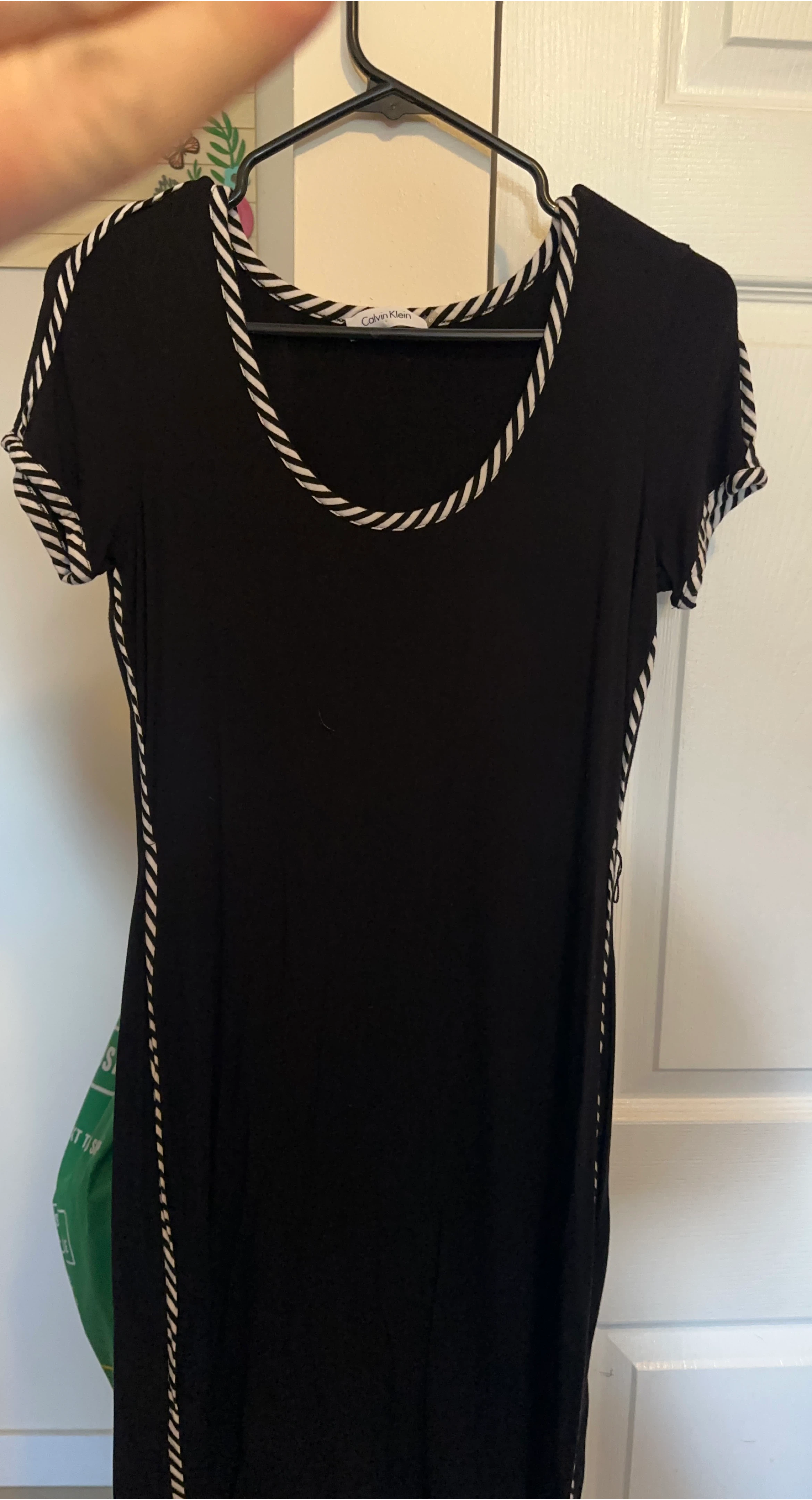 Calvin Klein Black Dress with Striped Trim