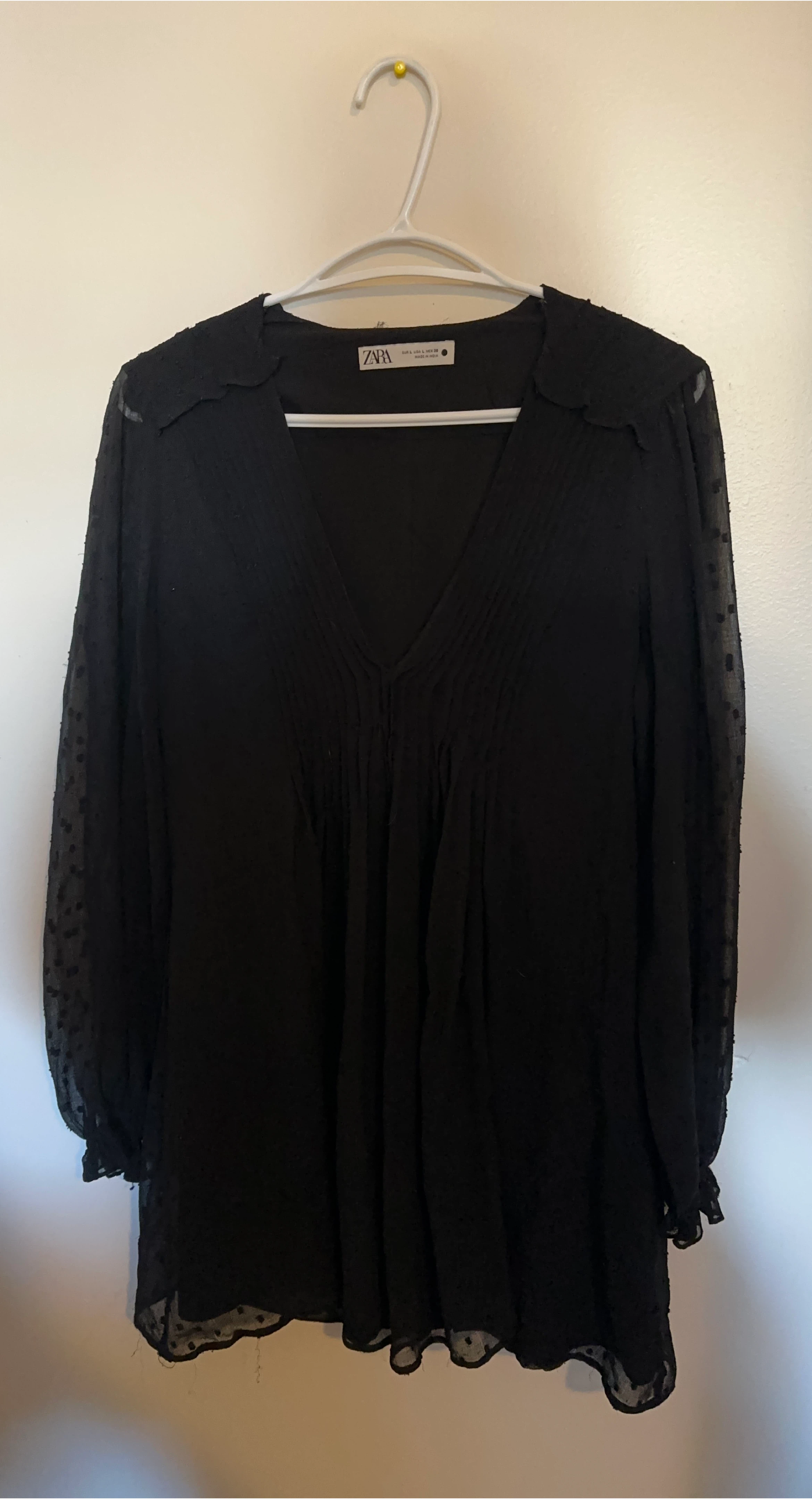 Black Zara V-Neck Blouse - Size L