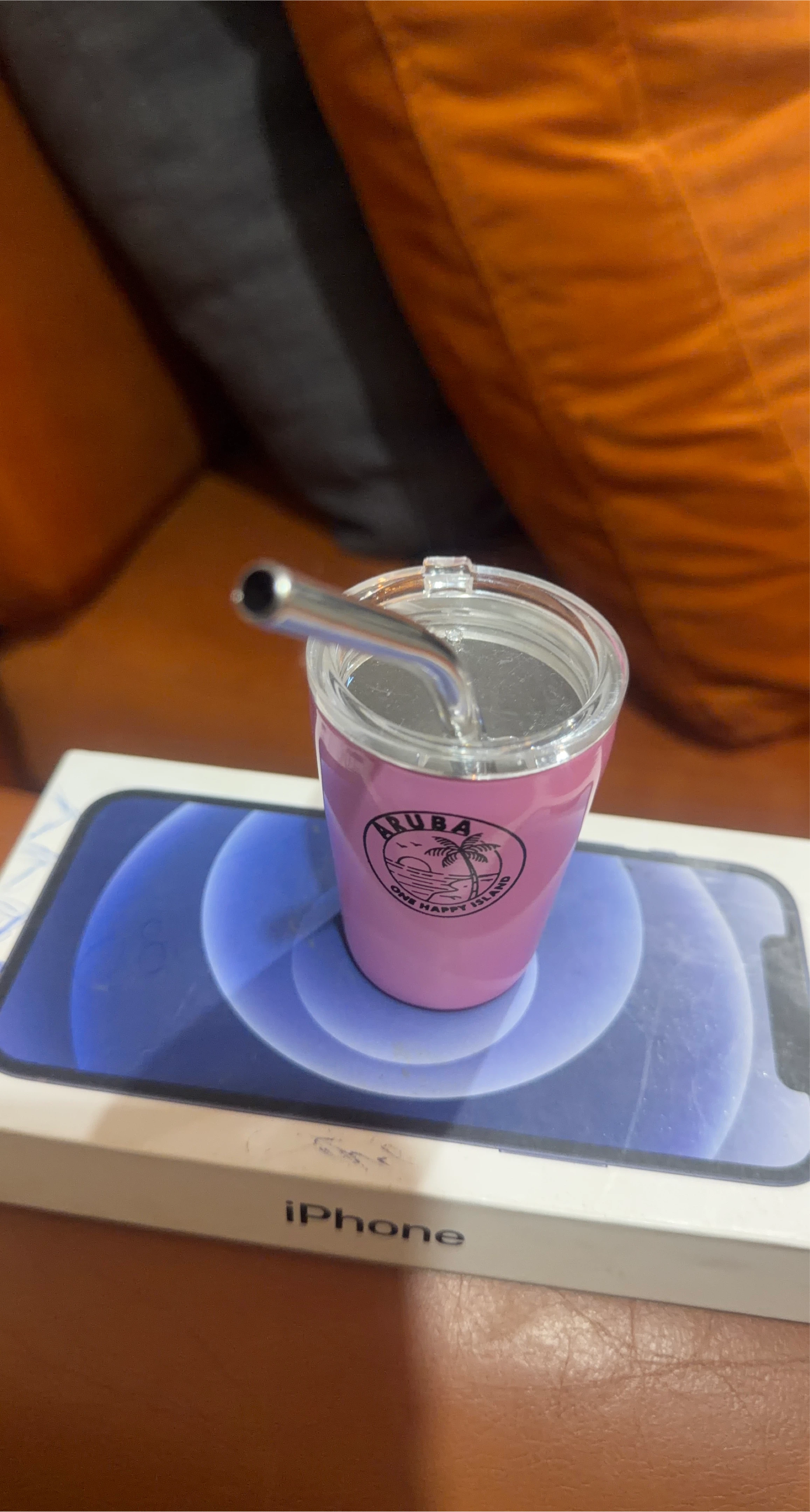 Pink Aruba Tumbler with Metal Straw
