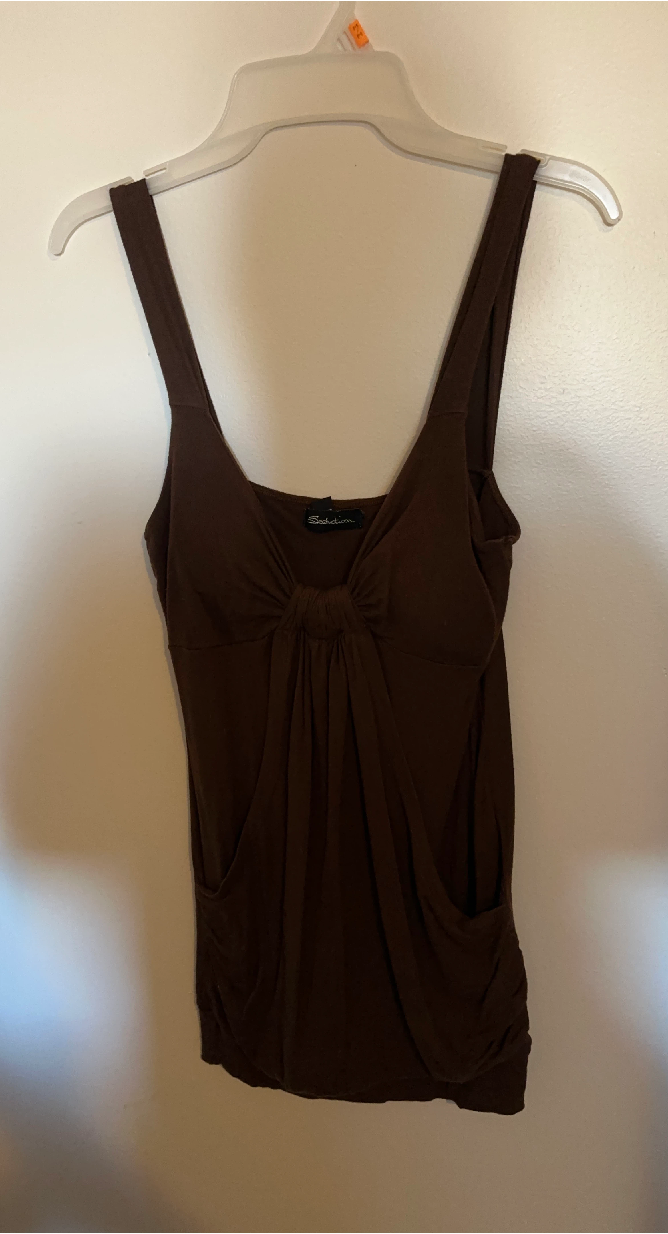 Seductions Brown Ruched Tank Top