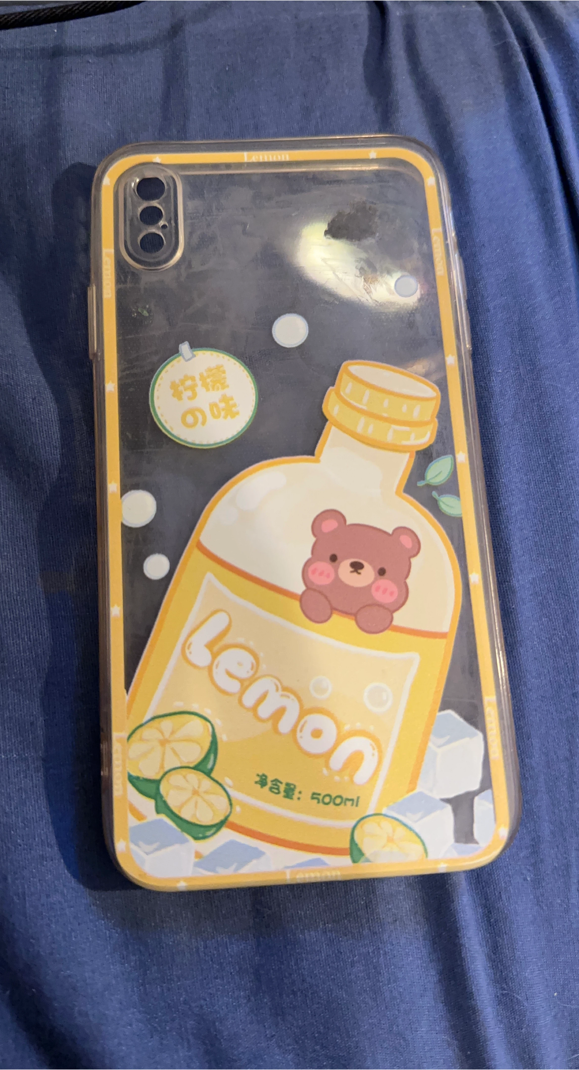 Clear Phone Case with Lemon Bear Design