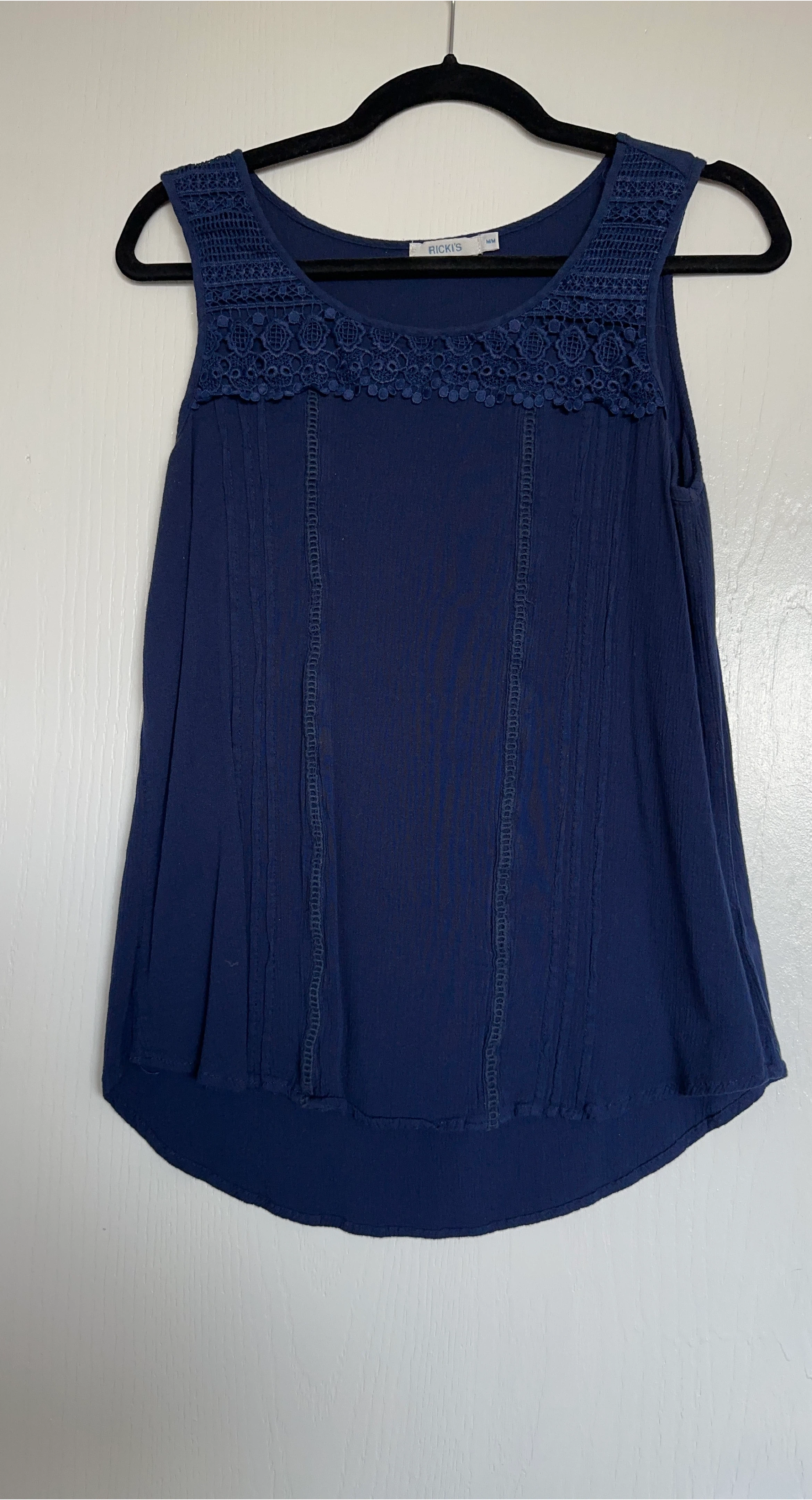 Ricki's Navy Blue Crochet Trim Tank Top M/M