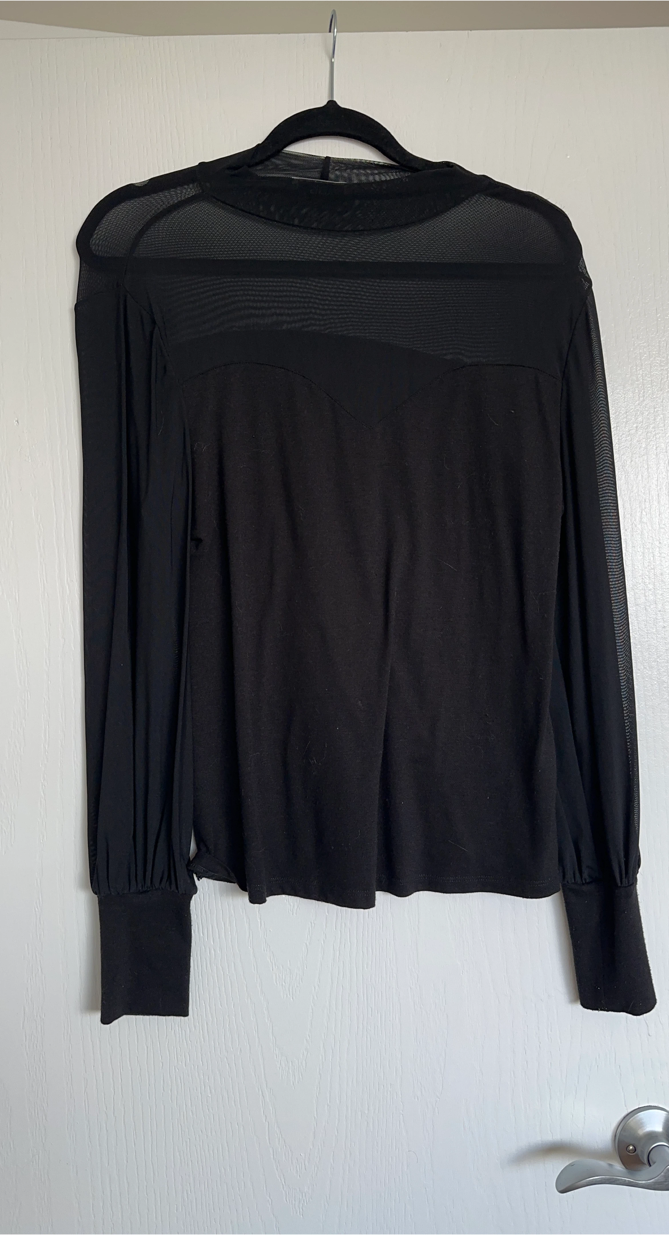 Black Mesh Sleeve Blouse
