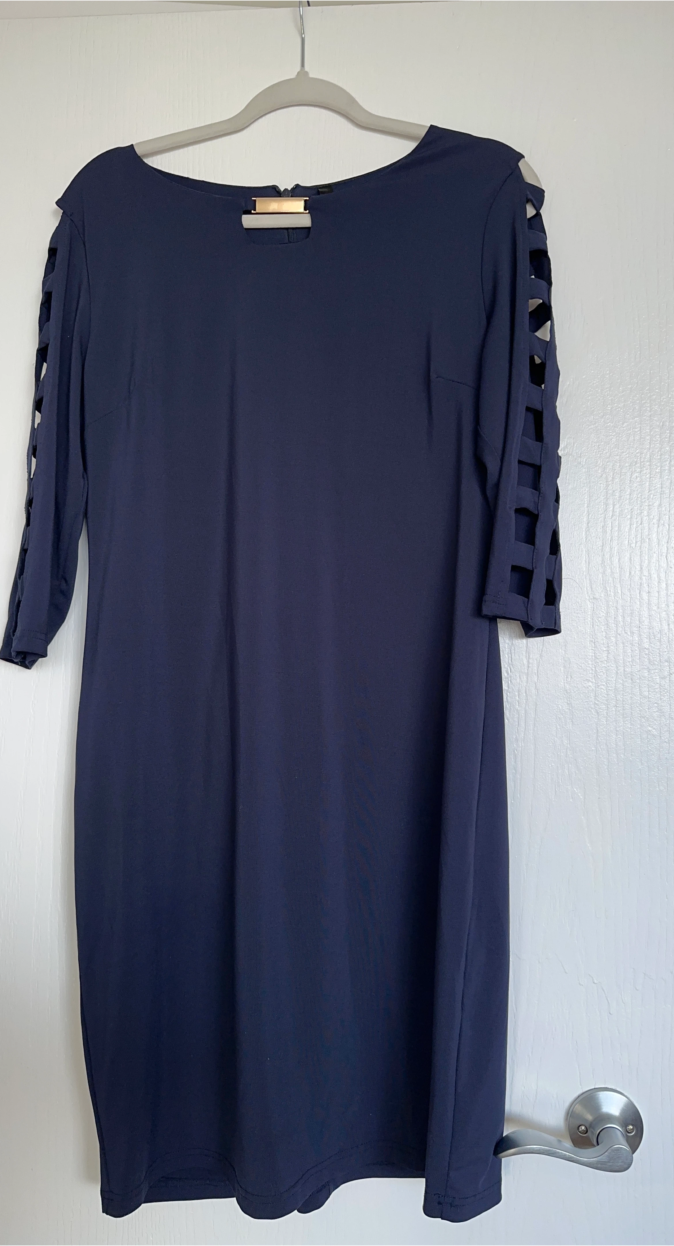 Navy Blue Dress with Cutout Sleeves