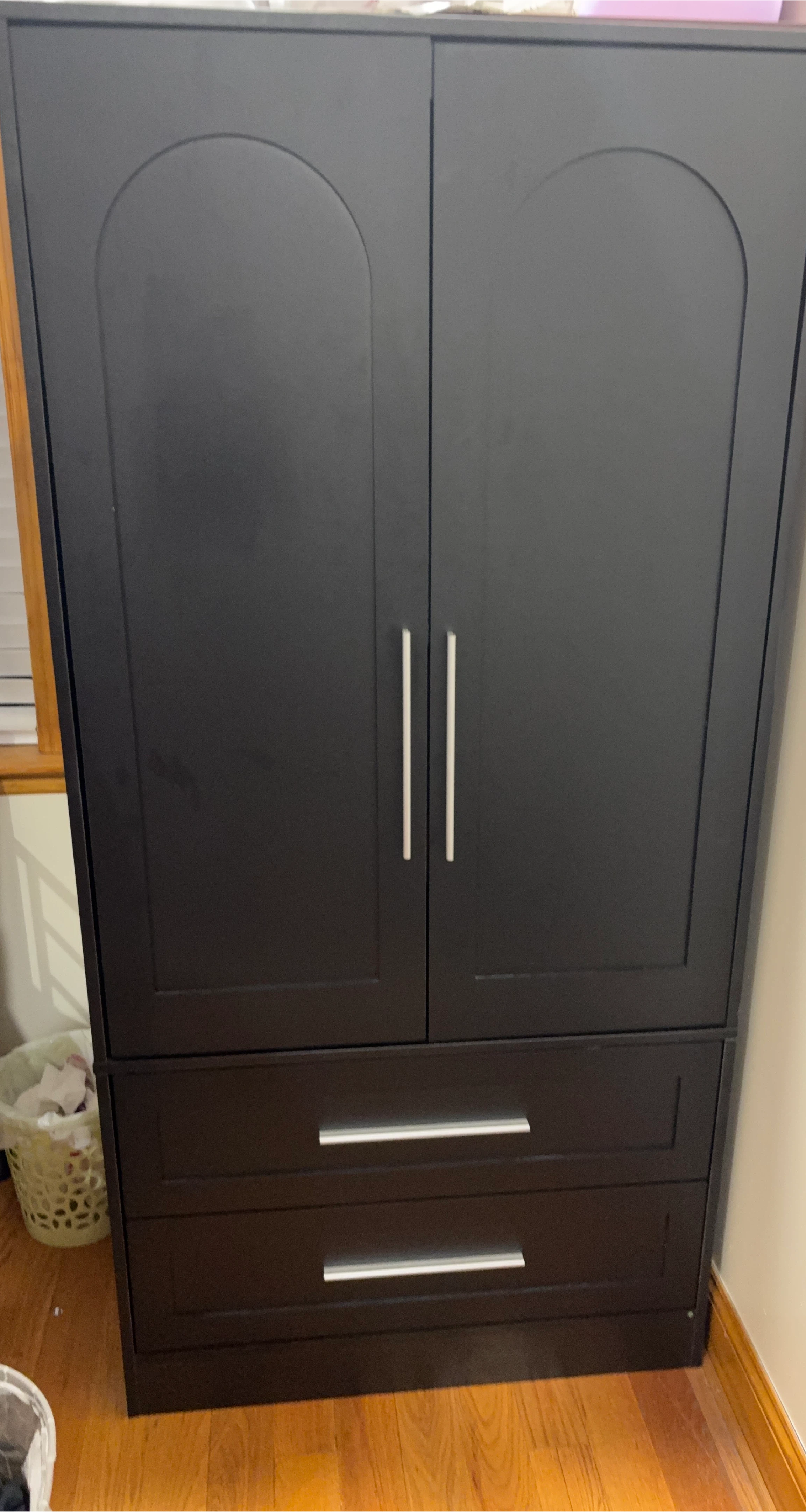 Black Armoire with Two Drawers