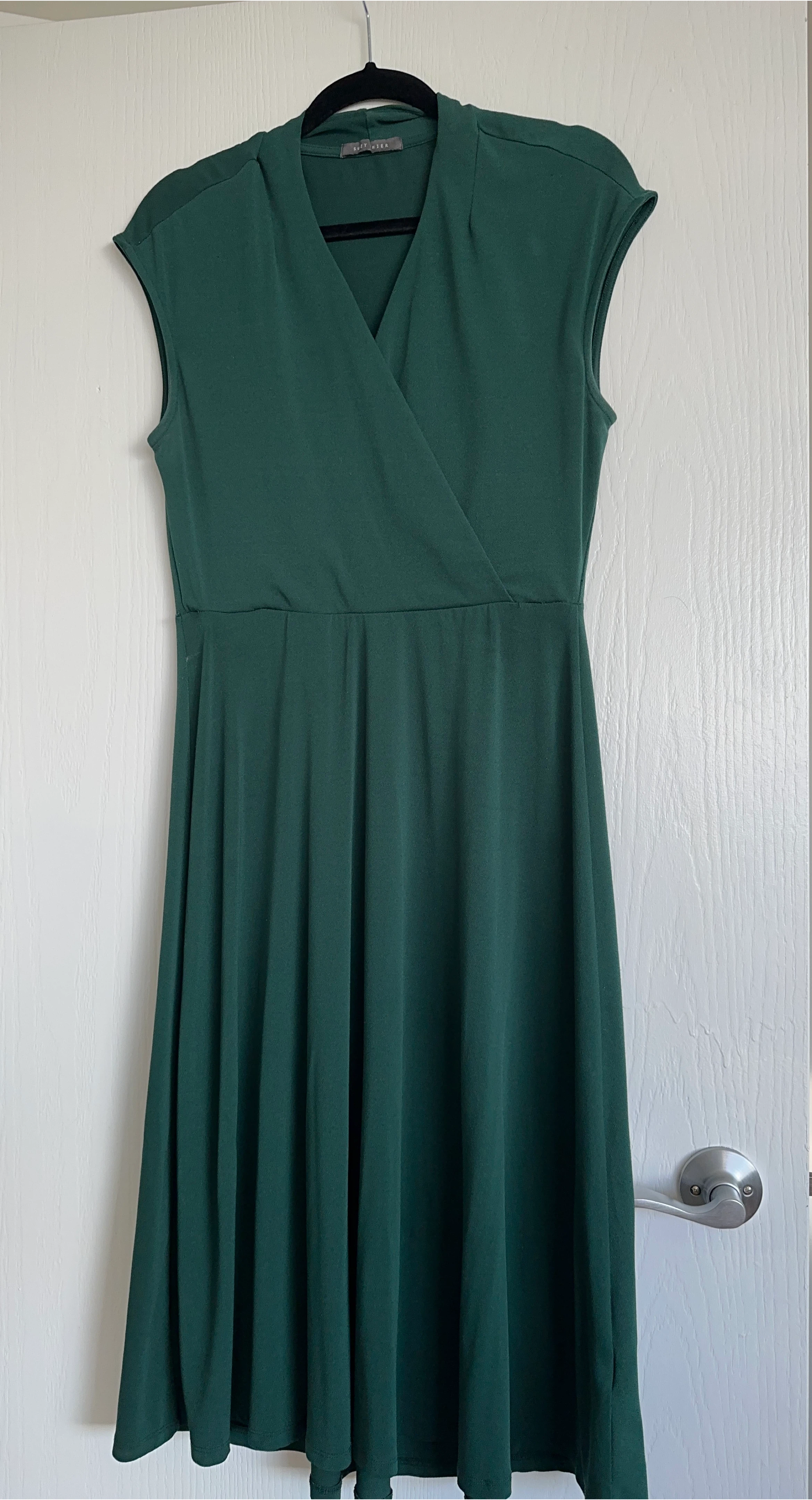 SHEE HIIR Green Cap Sleeve Wrap Dress