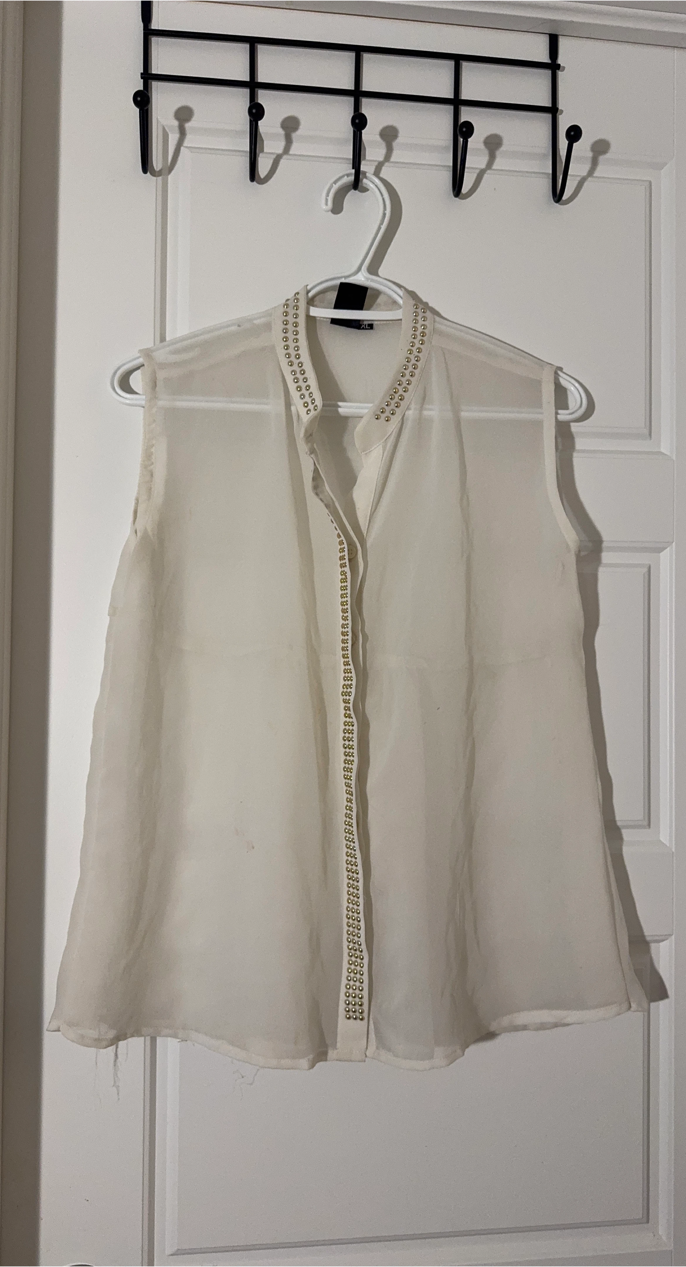 Sheer Sleeveless Blouse with Studs
