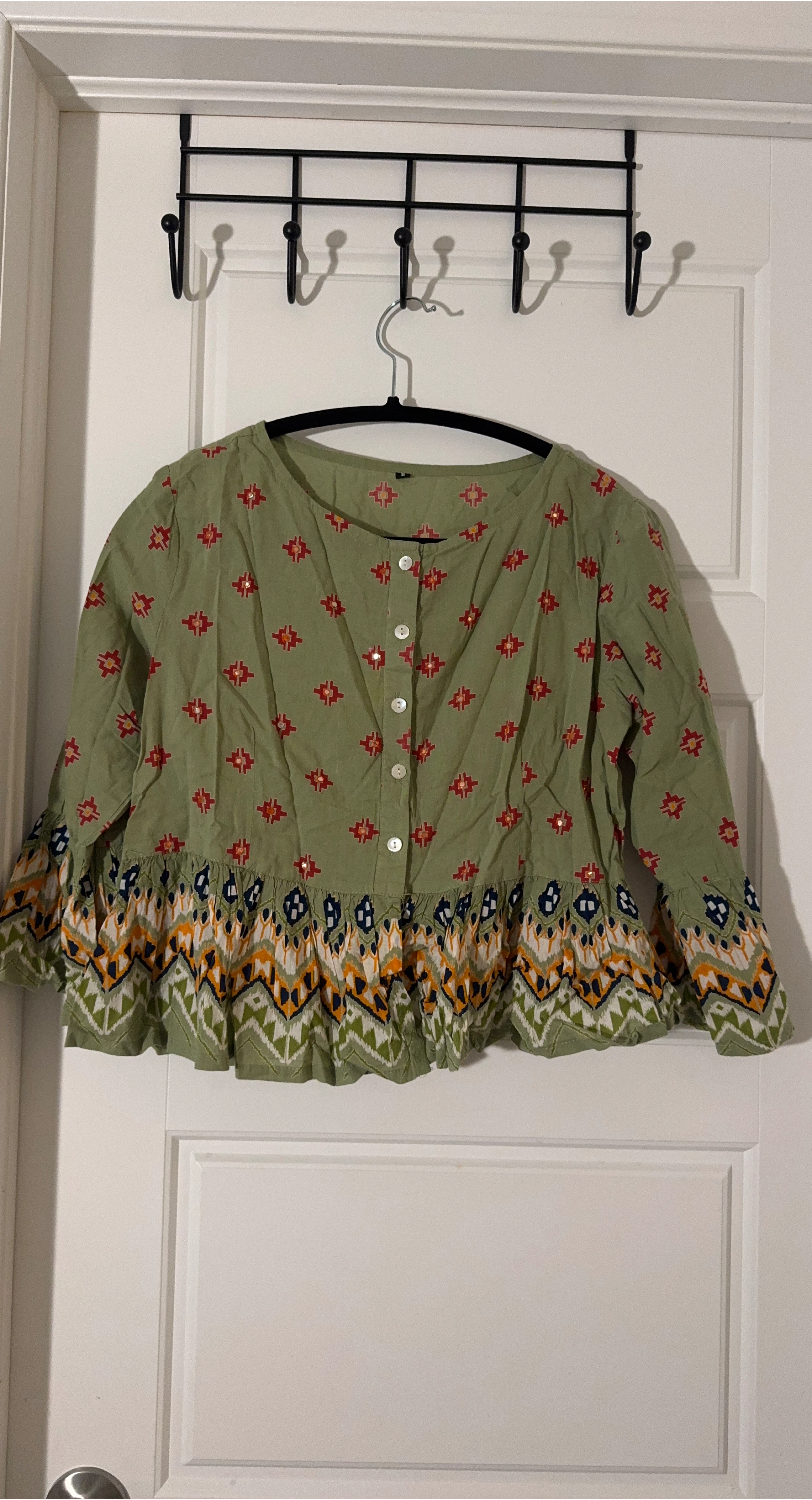 Green Print Tunic Top and Palazzo Pants Set