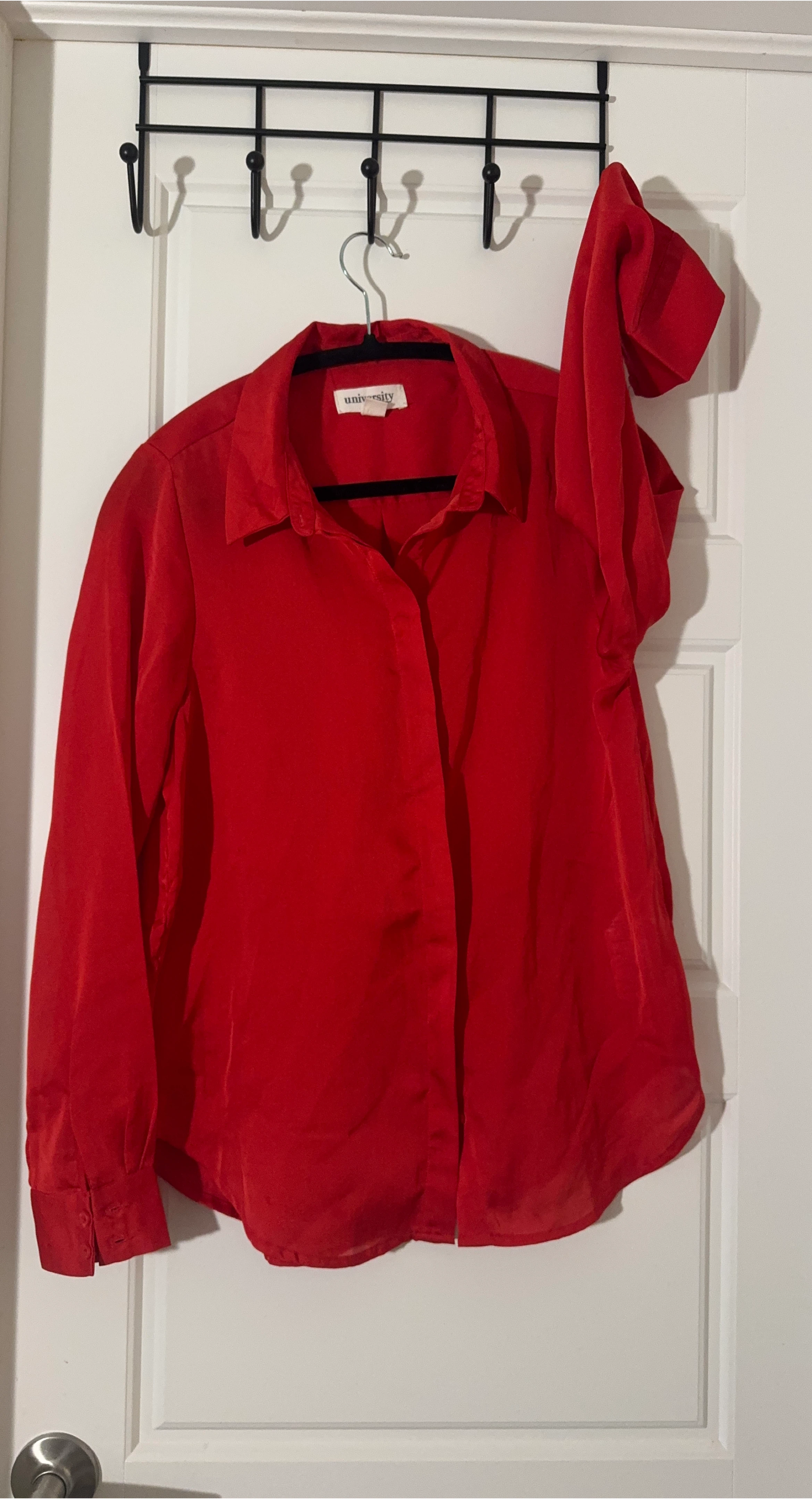 University Red Button-Up Blouse