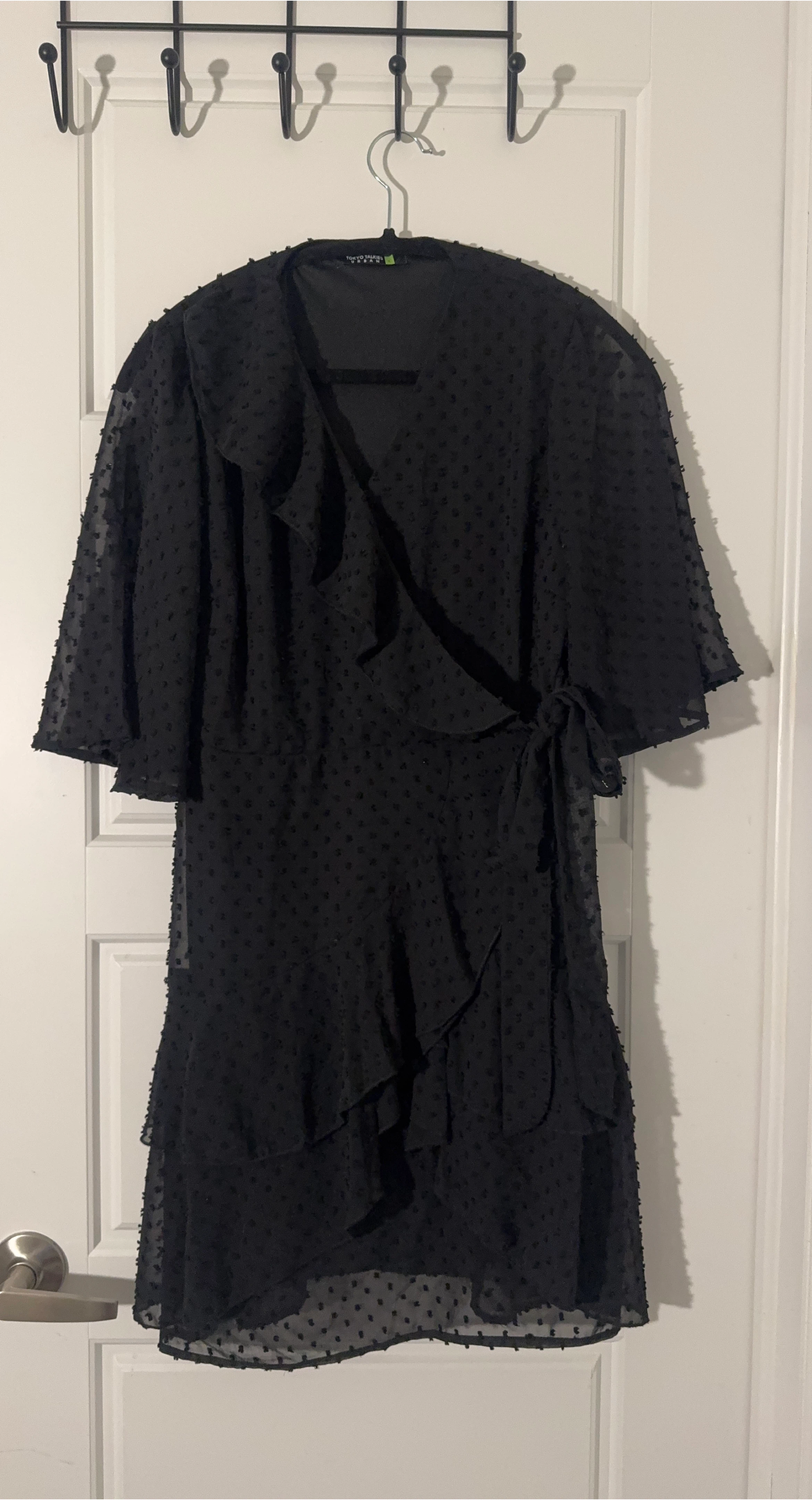 Black Polka Dot Wrap Dress - Tokyo Talkies Urban