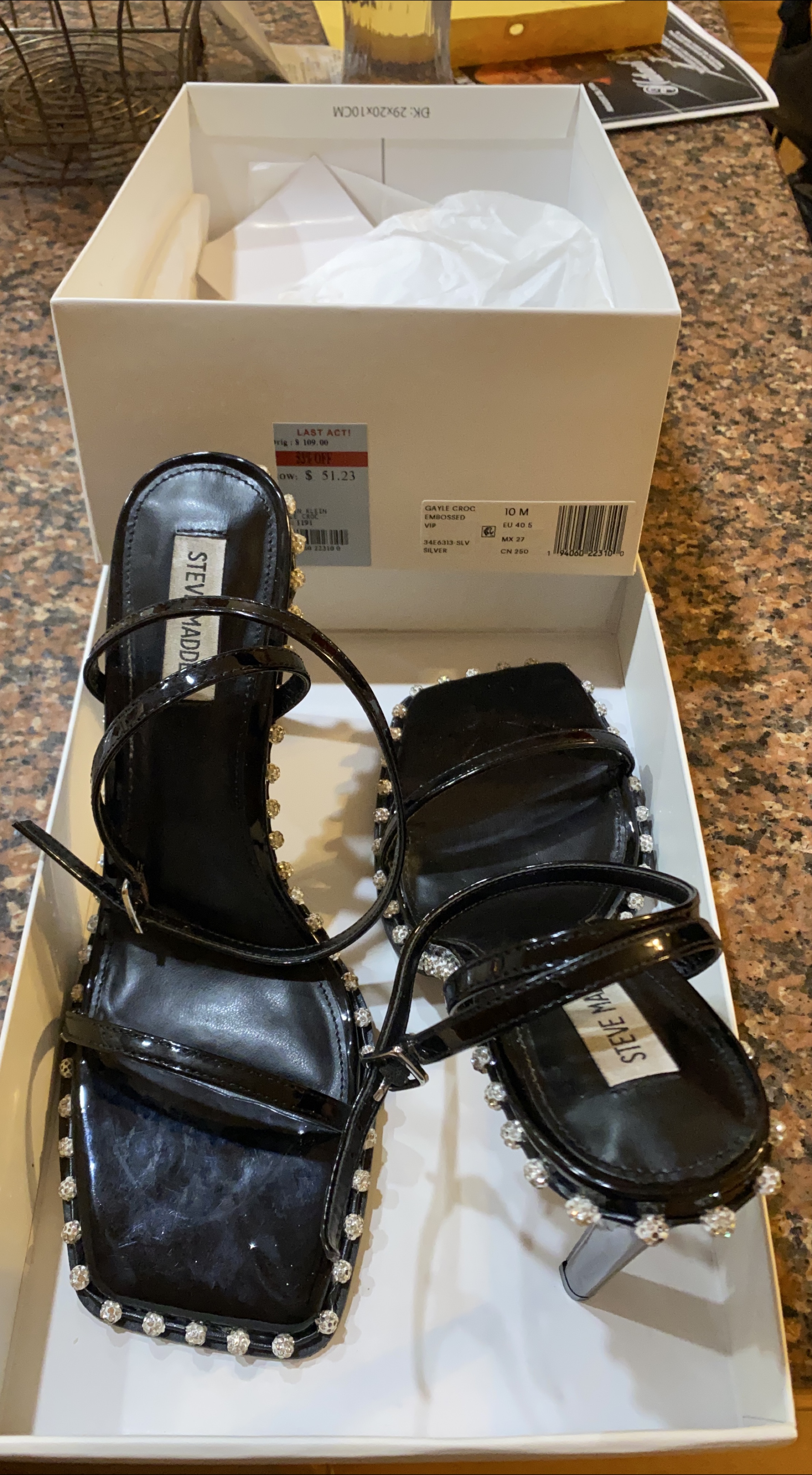 Steve Madden Black Embellished Heeled Sandals