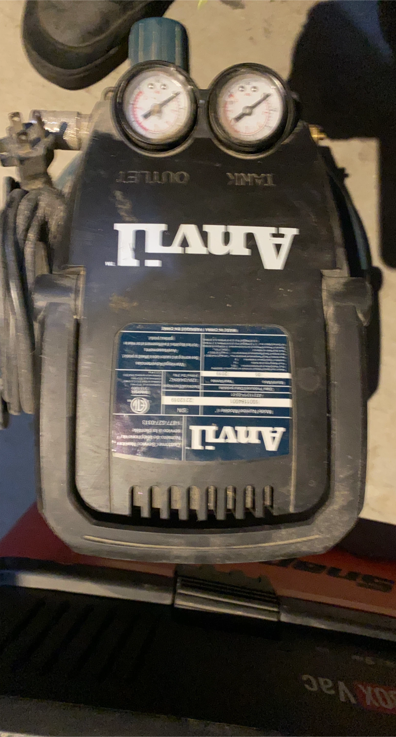 Anvil Air Compressor with Pressure Gauges