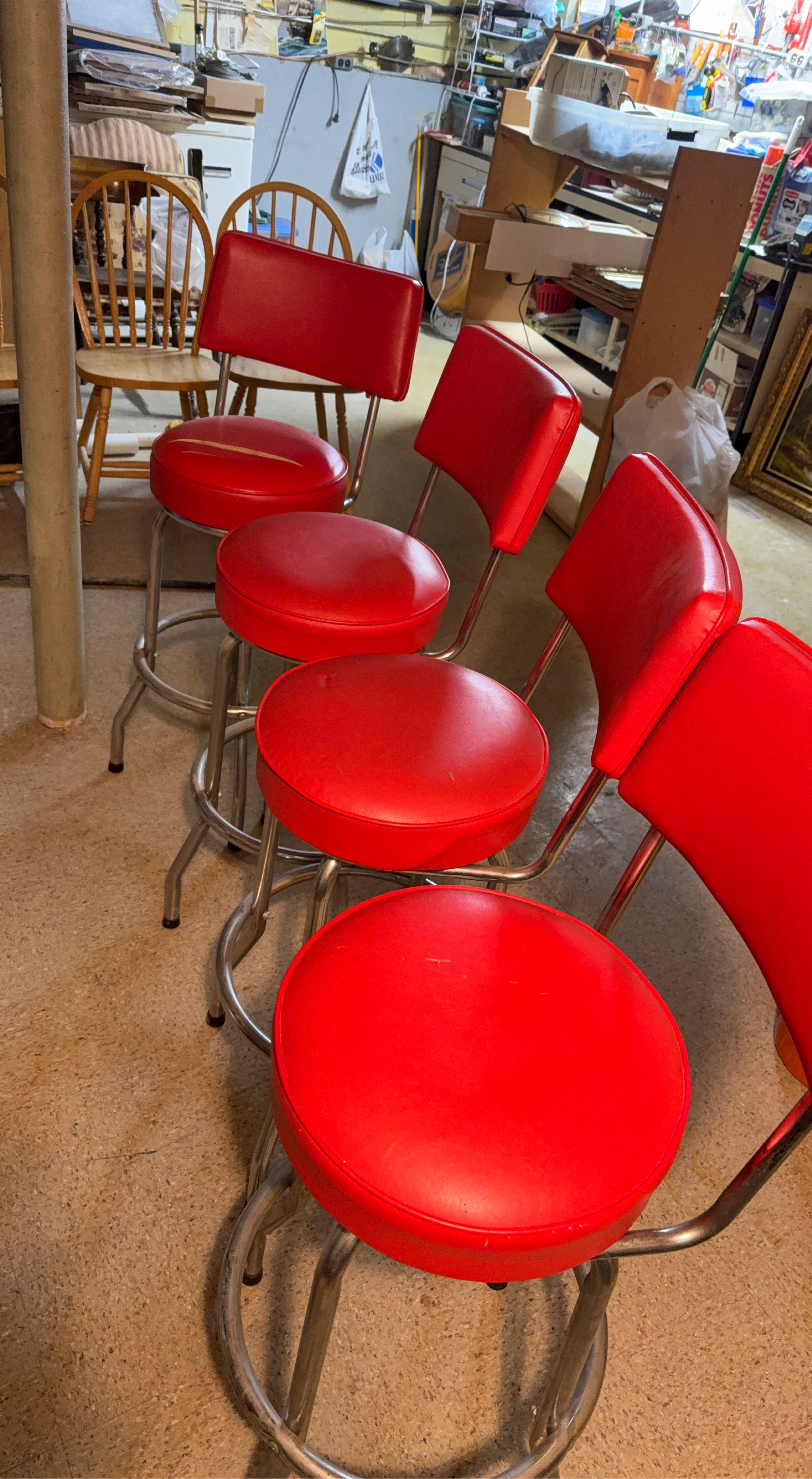 Red Swivel Bar Stools (Set of 4)