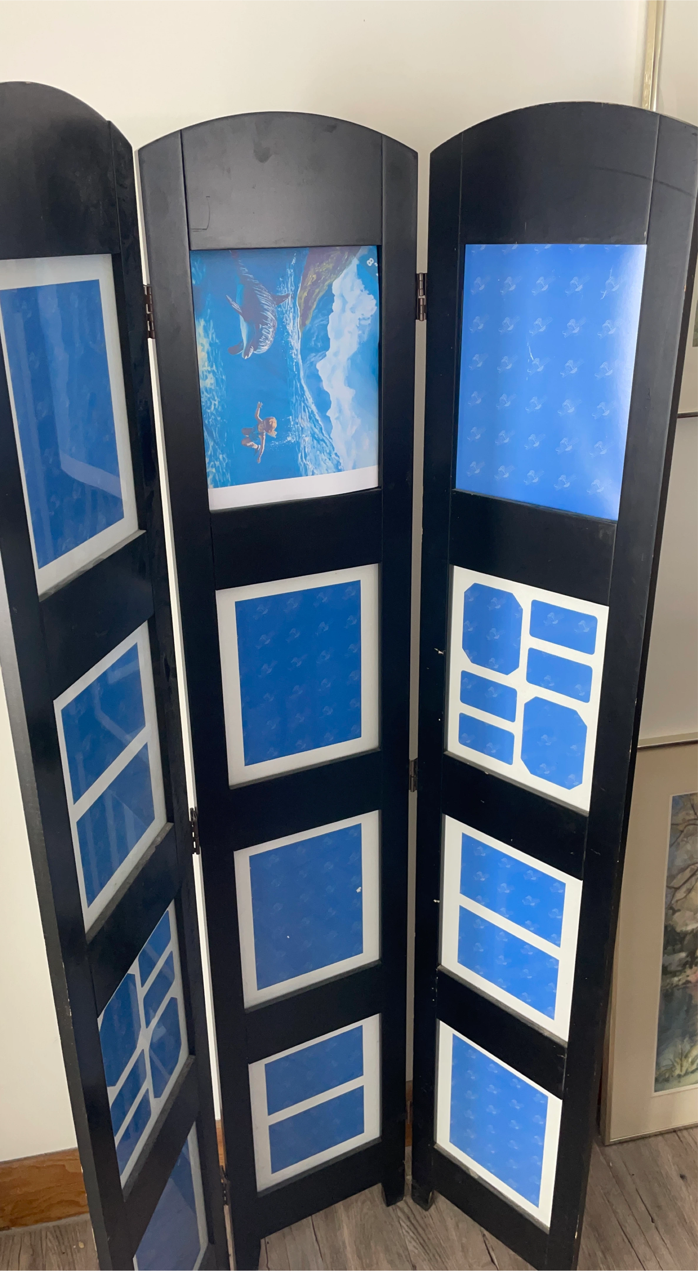 Black 3-Panel Photo Frame Room Divider