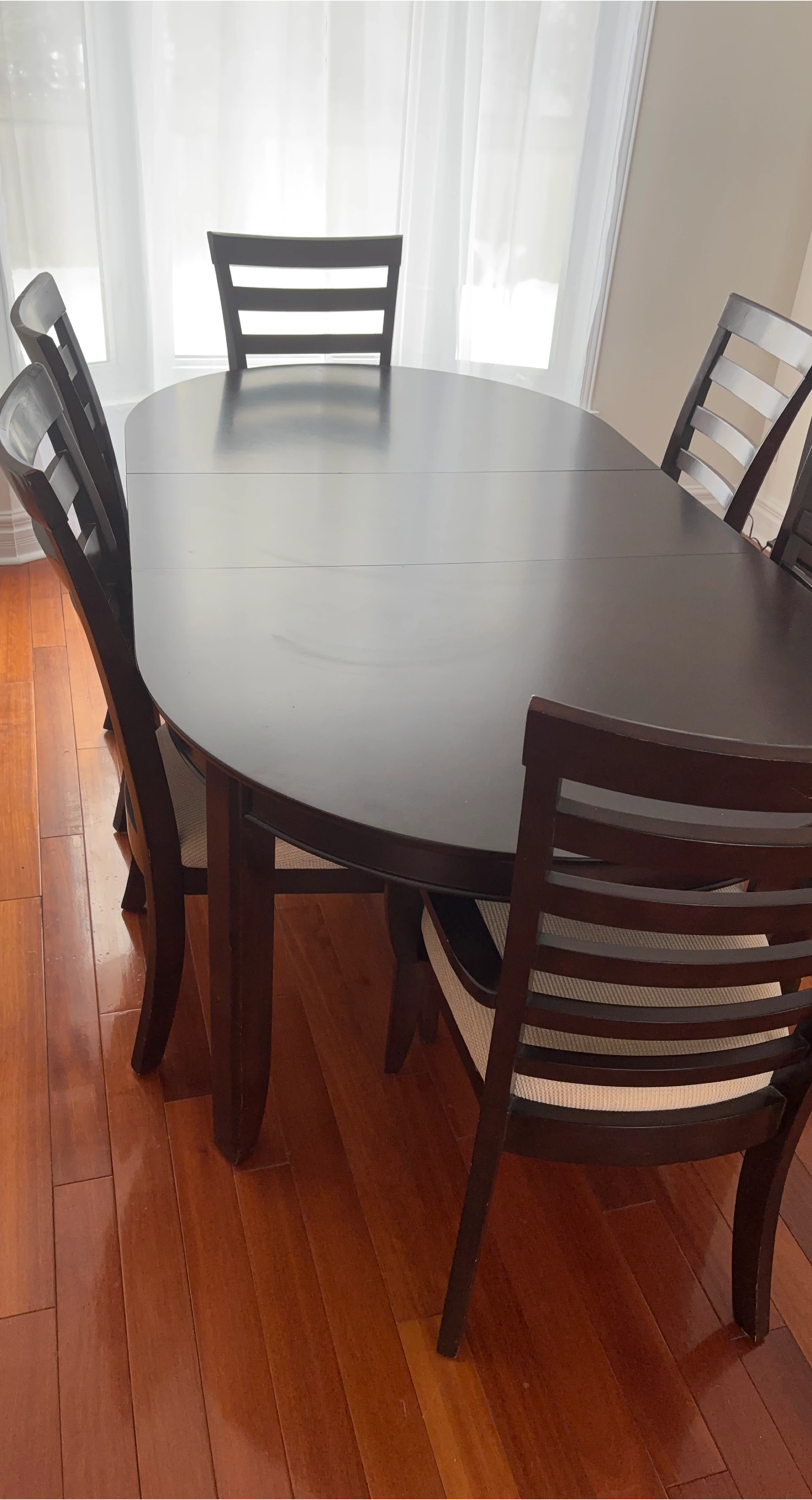 Dark Wood Dining Table and Chairs Set